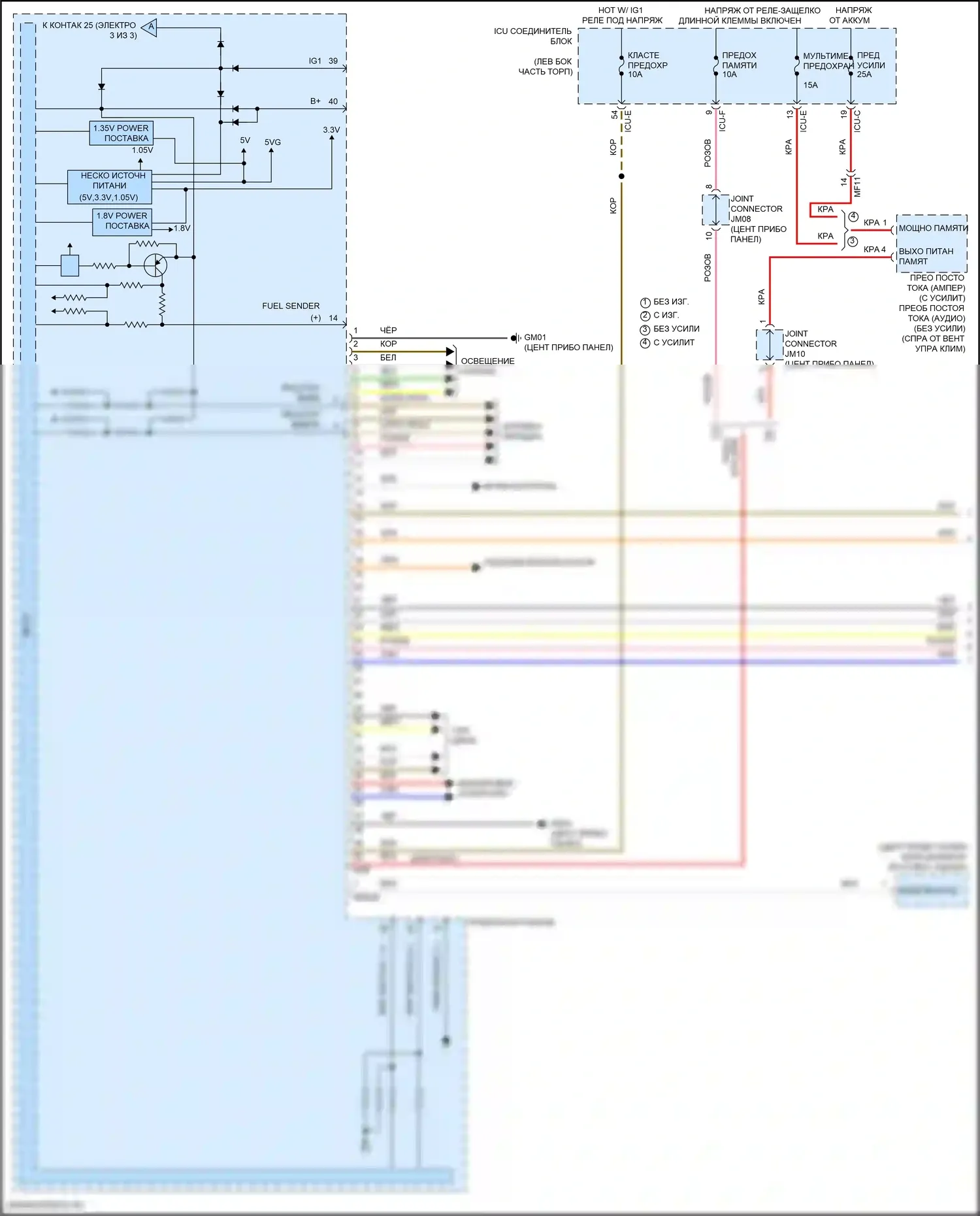 K5 Kia III (2019-2023): Электросхема приборной панели, с 12,3-дюймовым жк-дисплеем (1 из 3) 