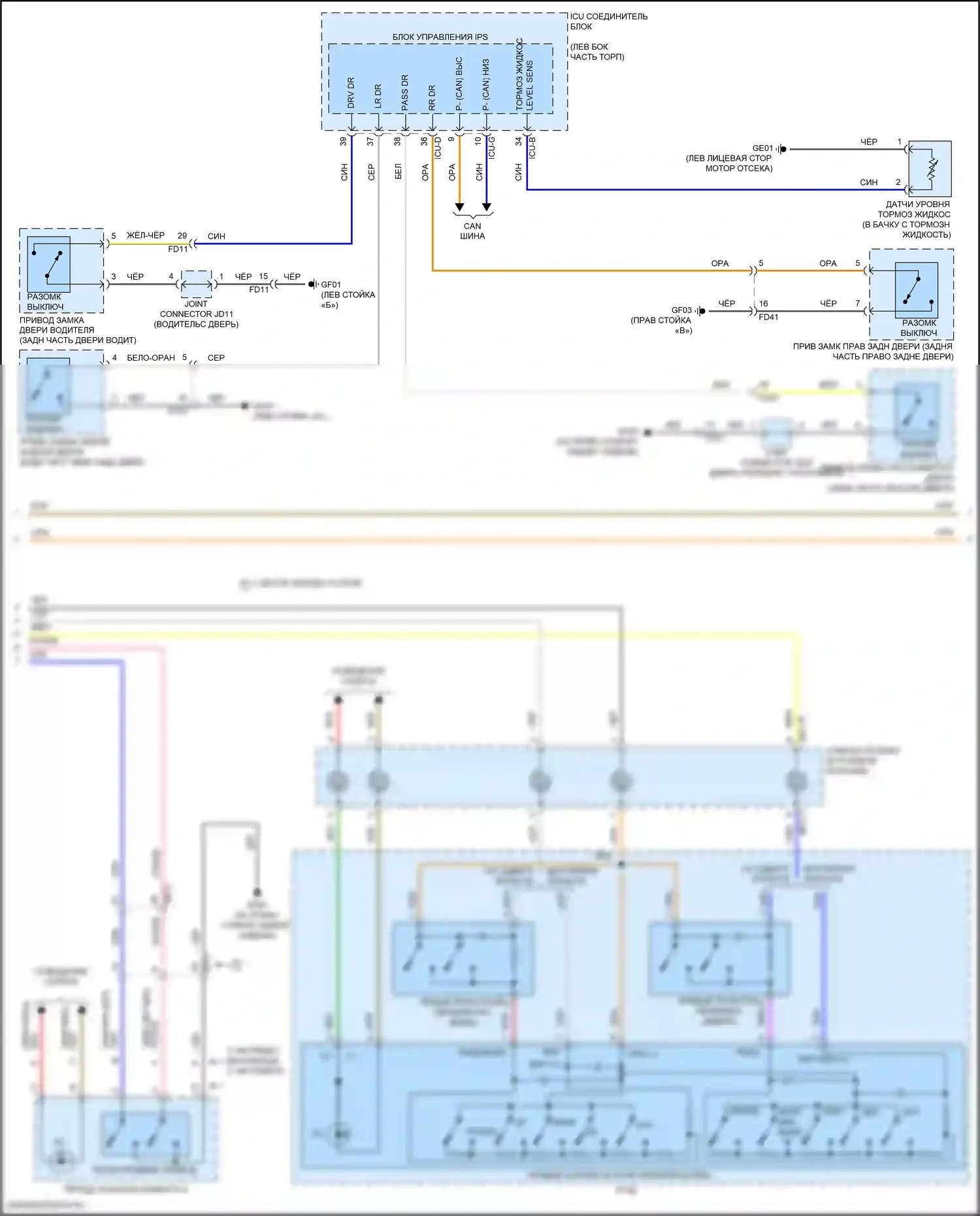K5 Kia III (2019-2023): Электросхема приборной панели, с 4,3-дюймовым жк-дисплеем (2 из 3) 
