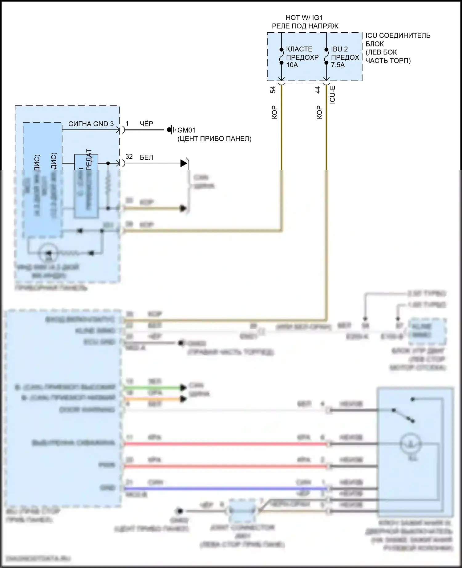 K5 Kia III (2019-2023): Электросхема иммобилайзера, без смарт-ключа 