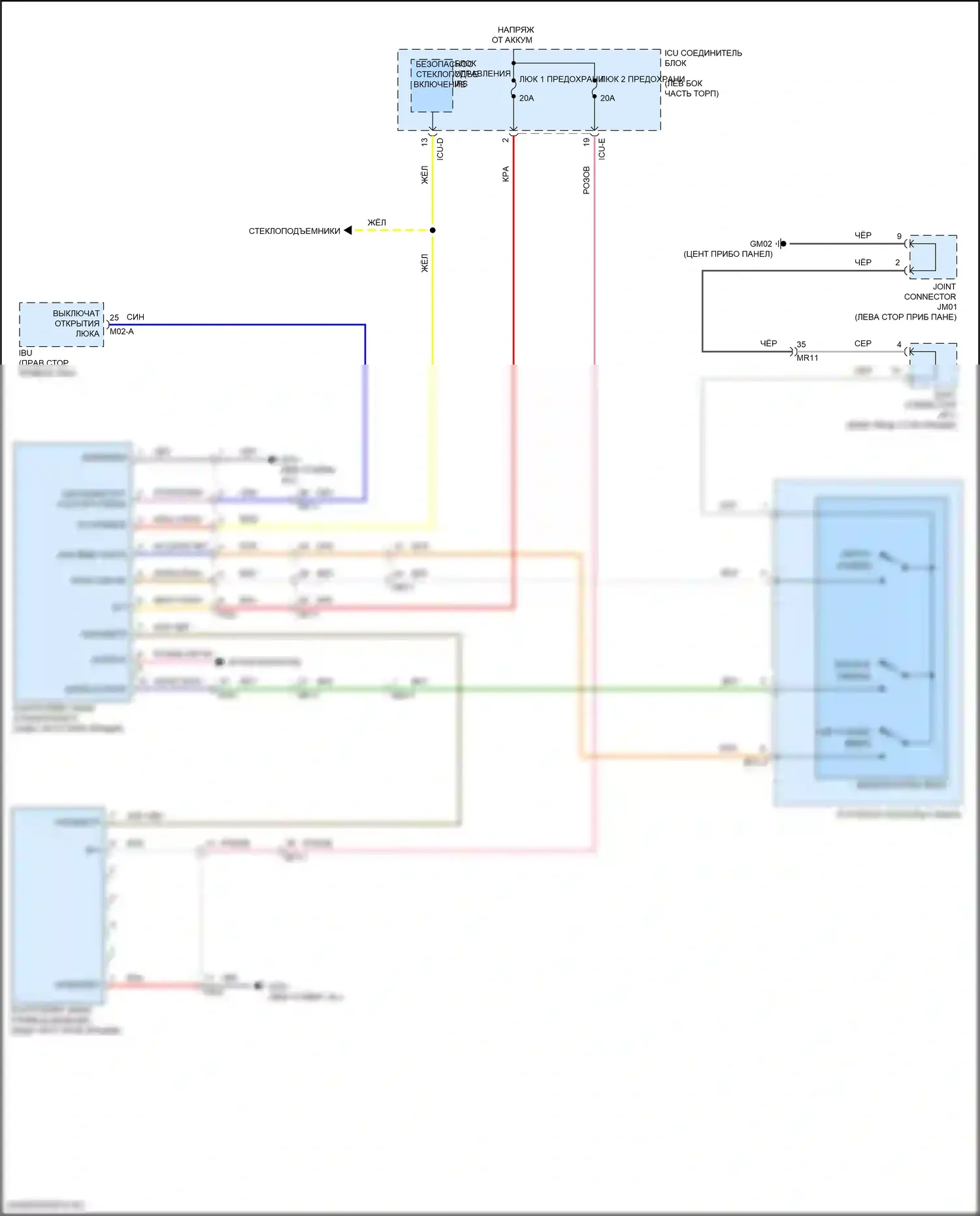 K5 Kia III (2019-2023): Электросхема складной крыши/люка 