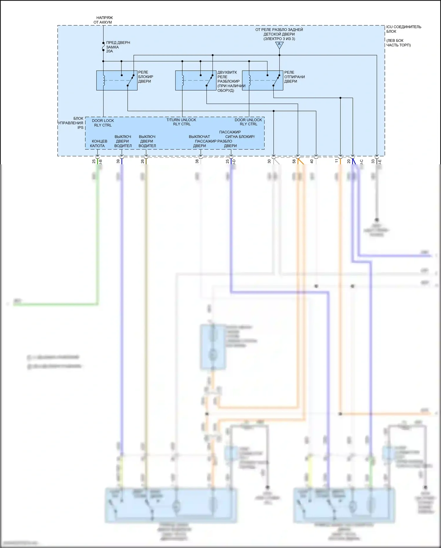 K5 Kia III (2019-2023): Электросхема центрального замка (2 из 3) 