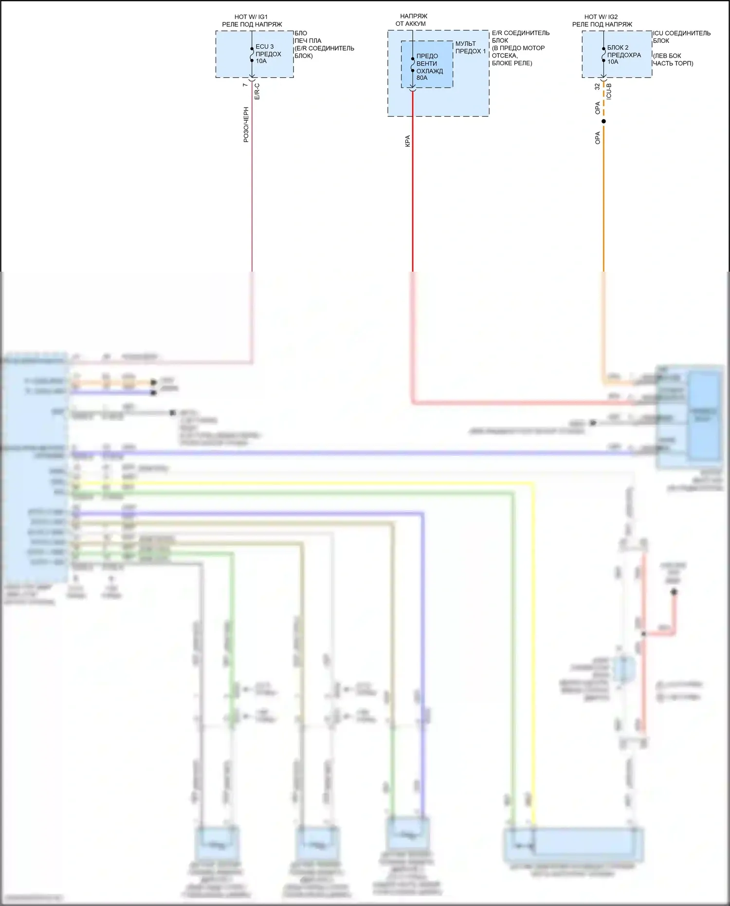 K5 Kia III (2019-2023): Электросхема вентилятора охлаждения 