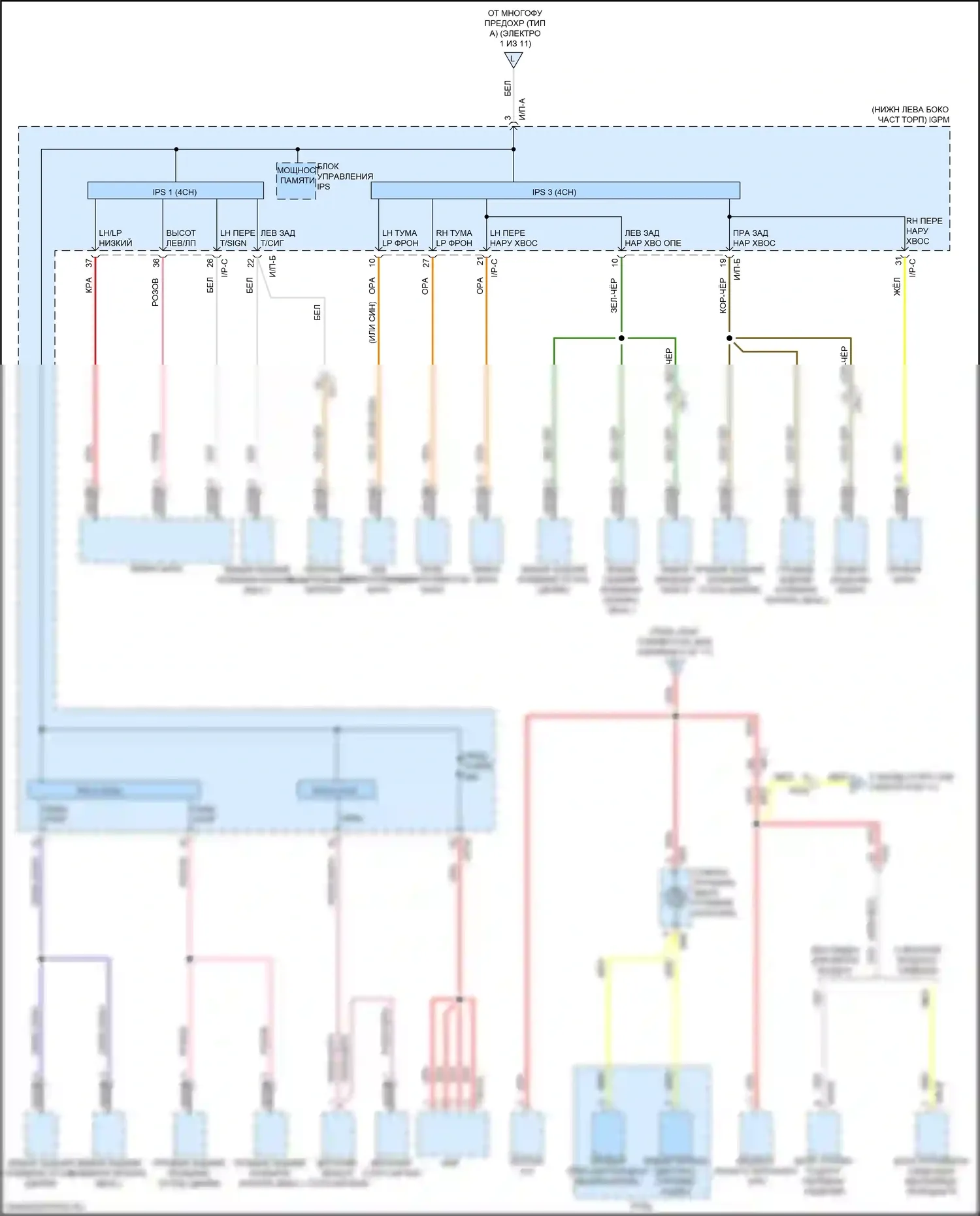 K7 Kia II (2016-2021): Электросхема блока предохранителей реле (7 из 11) 