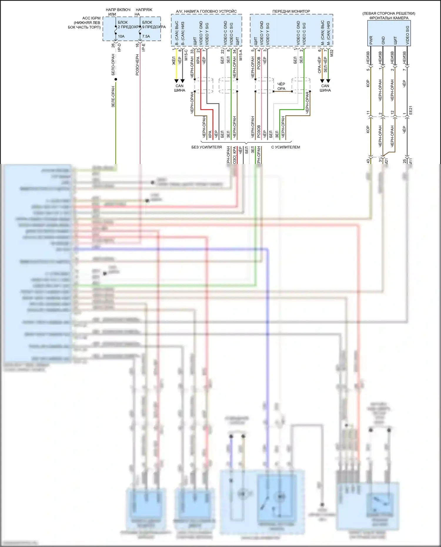 K7 Kia II (2016-2021): Электросхема монитора кругового обзора 