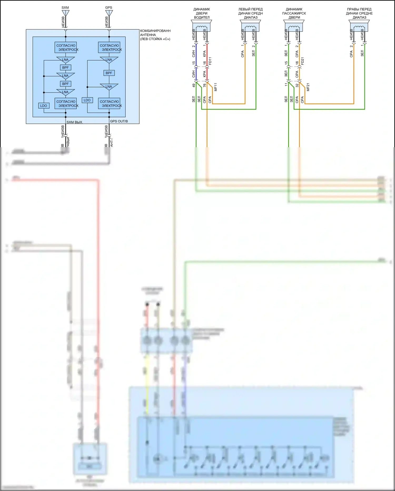 K7 Kia II (2016-2021): Электросхема навигации, без усилителя (2 из 3) 
