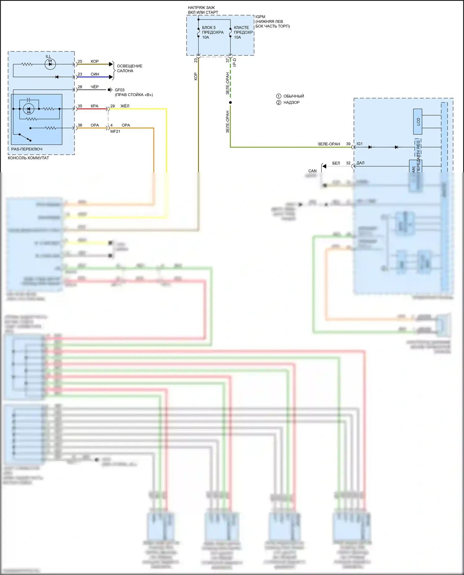 K7 Kia II (2016-2021): Электросхема парктроника 