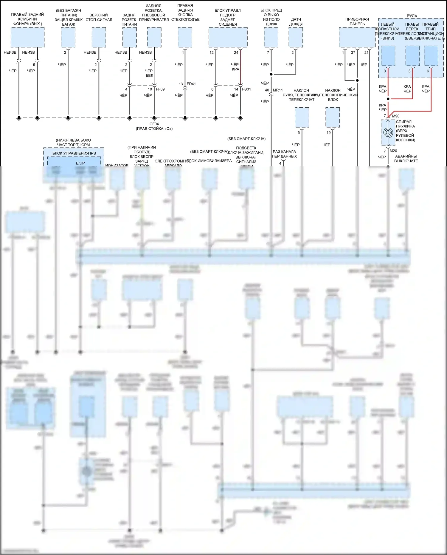 K7 Kia II (2016-2021): Электросхема точек подключения масс (3 из 5) 