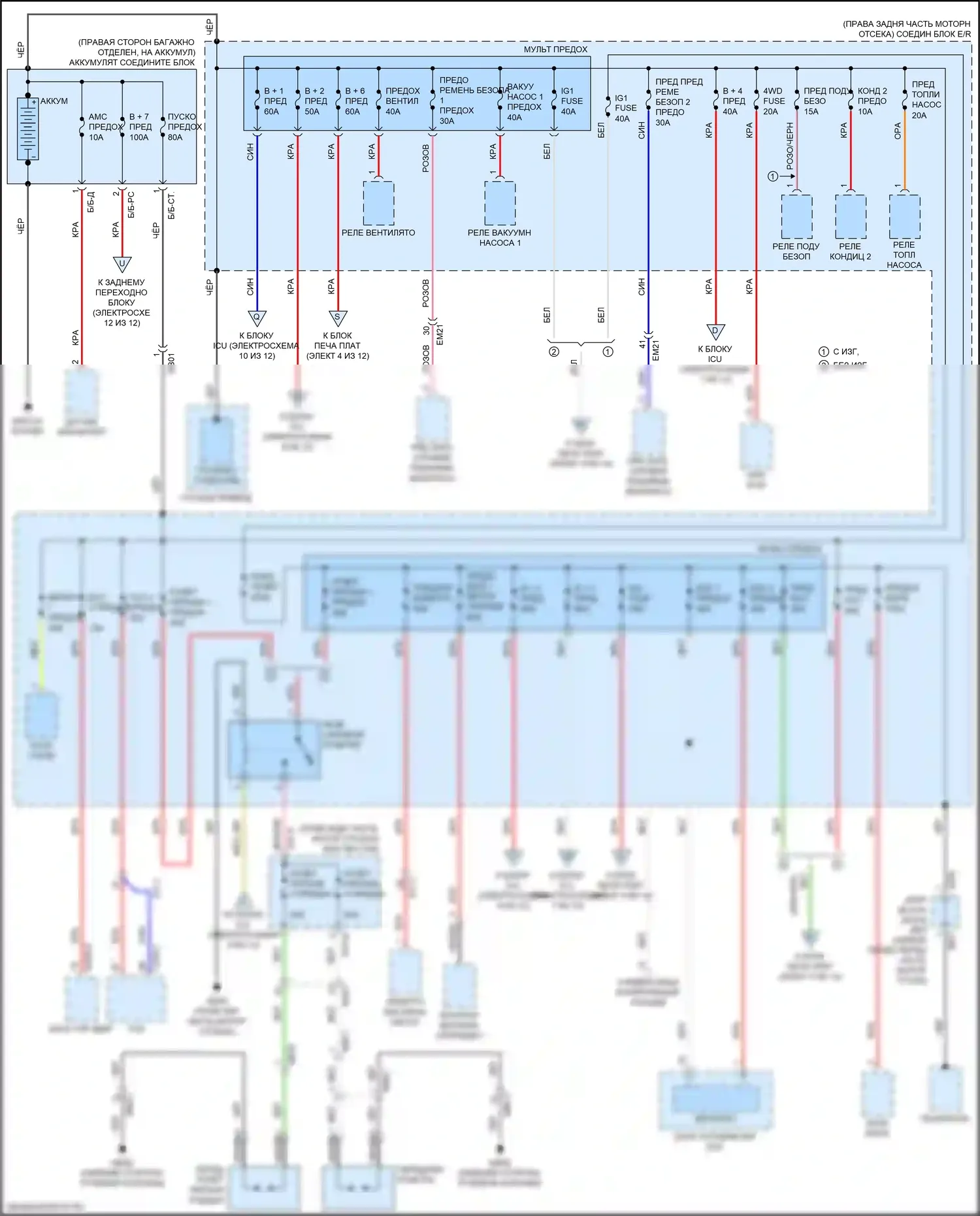 K9 Kia II (2018-2021): Электросхема блока предохранителей реле (1 из 12) 