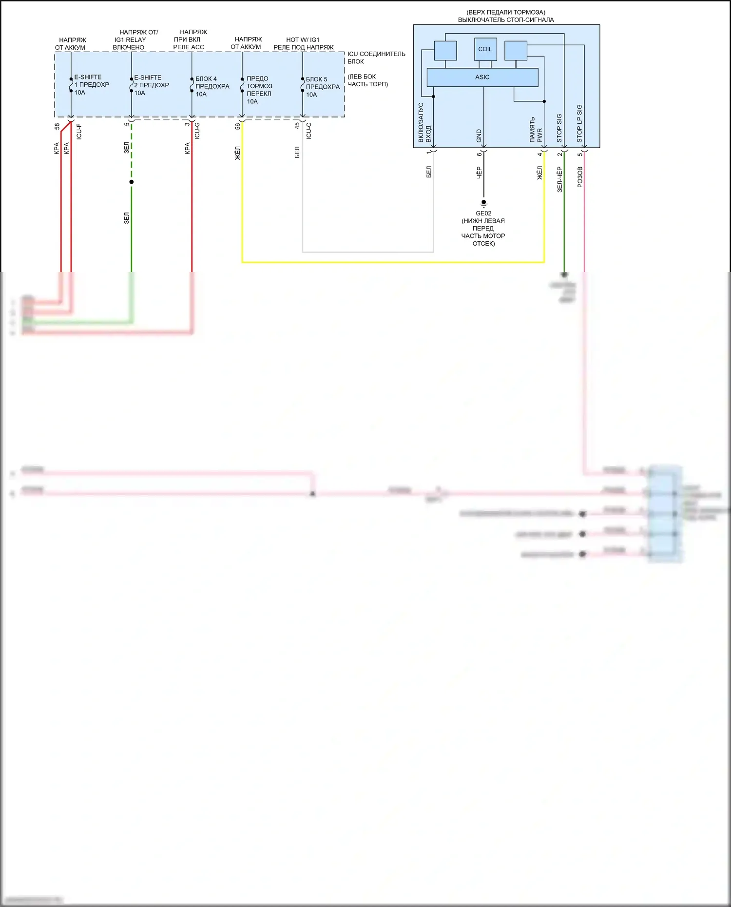 K9 Kia II (2018-2021): Электросхема блокировки селектора (2 из 2) 