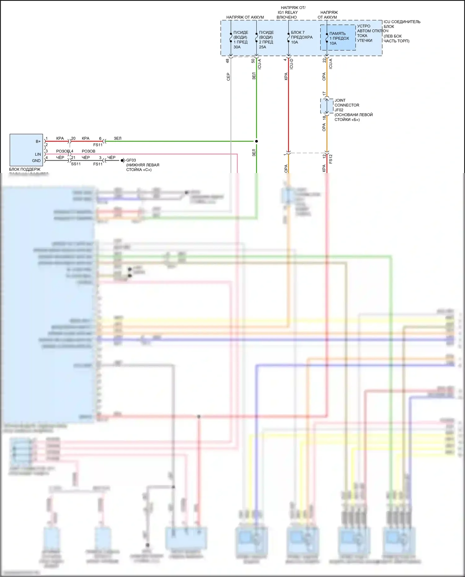 K9 Kia II (2018-2021): Электросхема сиденья памяти водителя (1 из 2) 