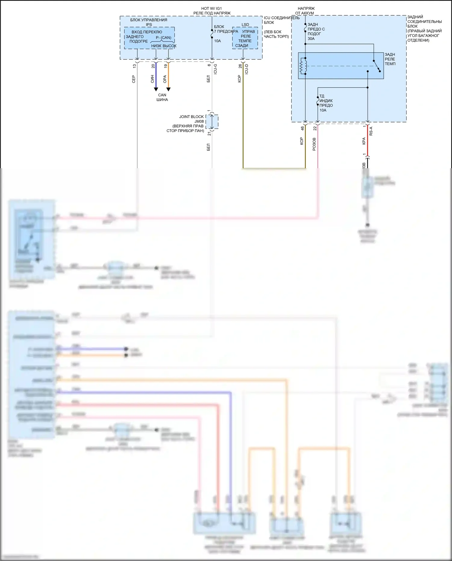 K9 Kia II (2018-2021): Электросхема подогрева стекол (1 из 2) 
