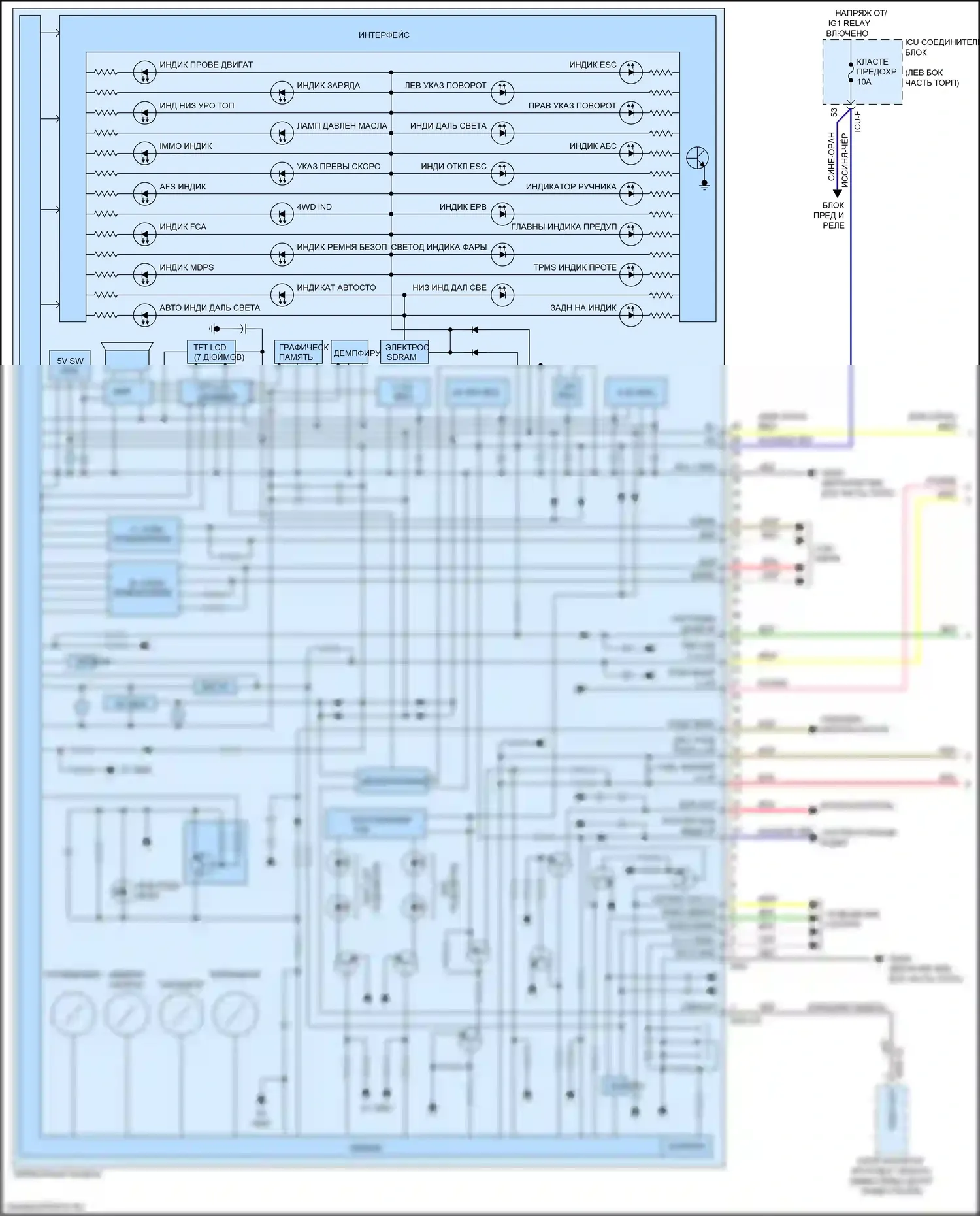 K9 Kia II (2018-2021): Электросхема приборной панели, 7-дюймовый tft дисплей (1 из 3) 