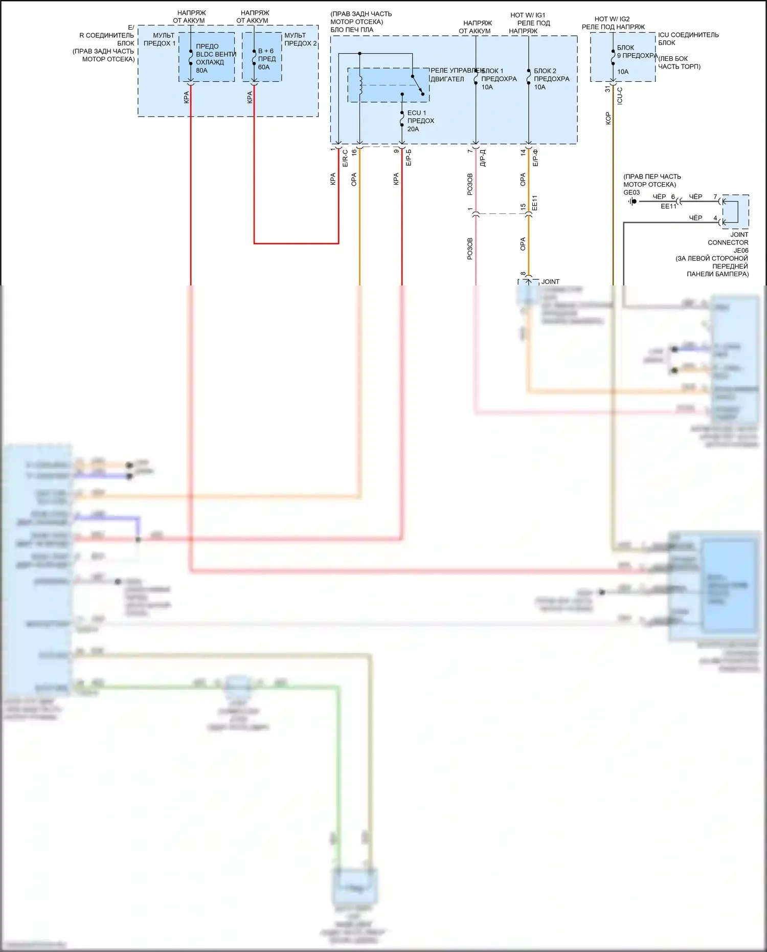 K9 Kia II (2018-2021): Электросхема вентилятора охлаждения 