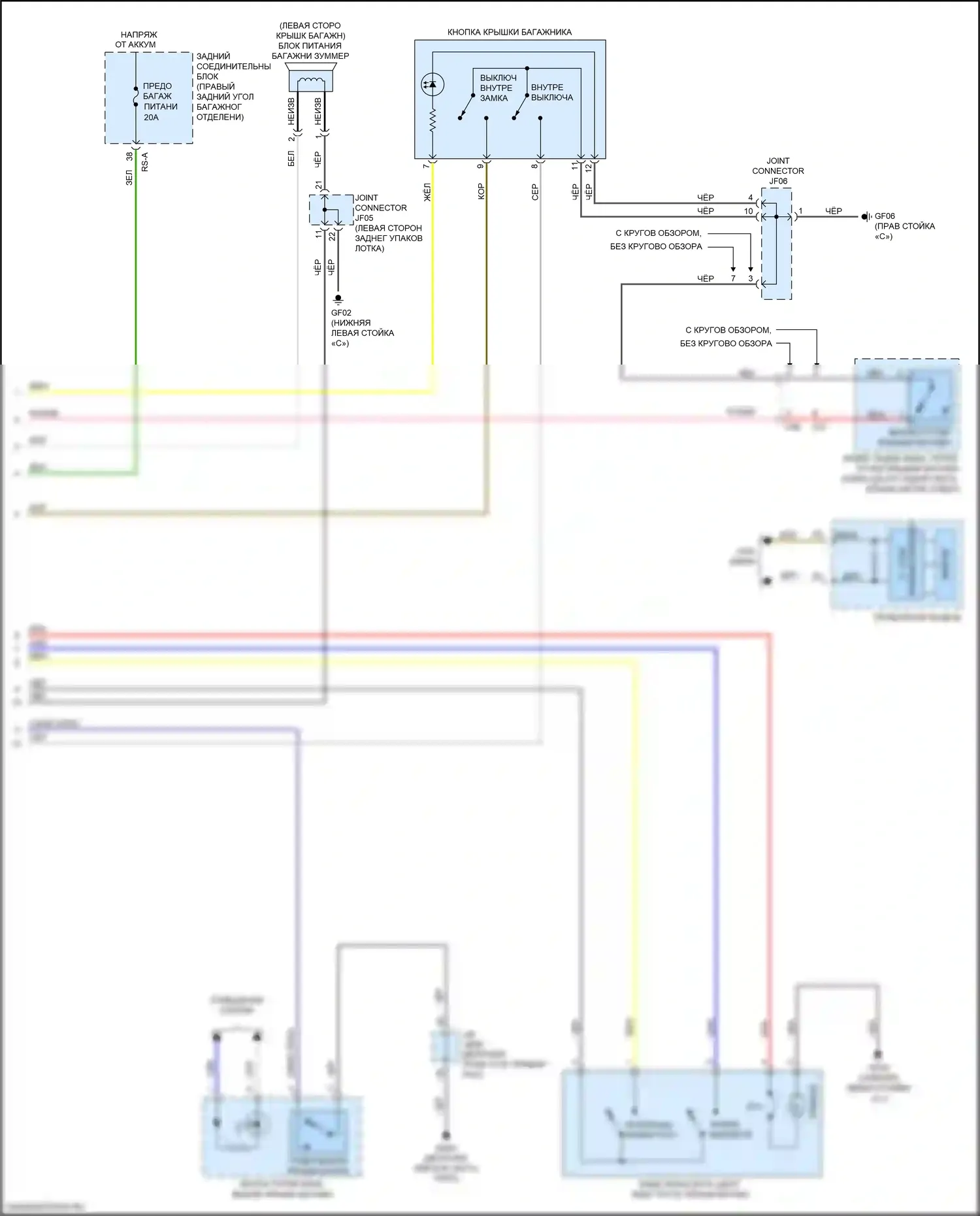 K900 Kia II (2018-2022): Электросхема силовой двери багажника (2 из 2) 
