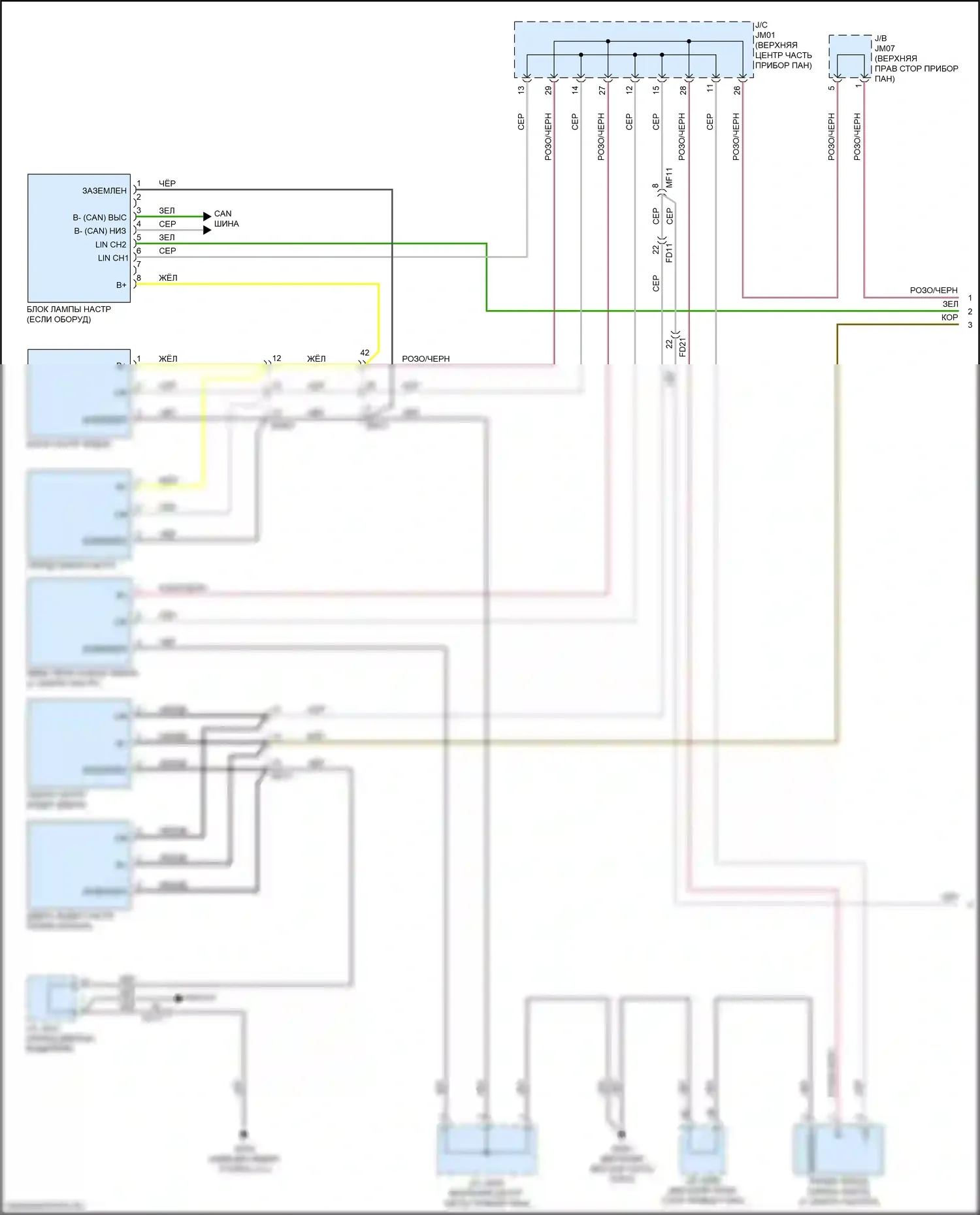 K900 Kia II (2018-2022): Электросхема освещения салона (1 из 7) 