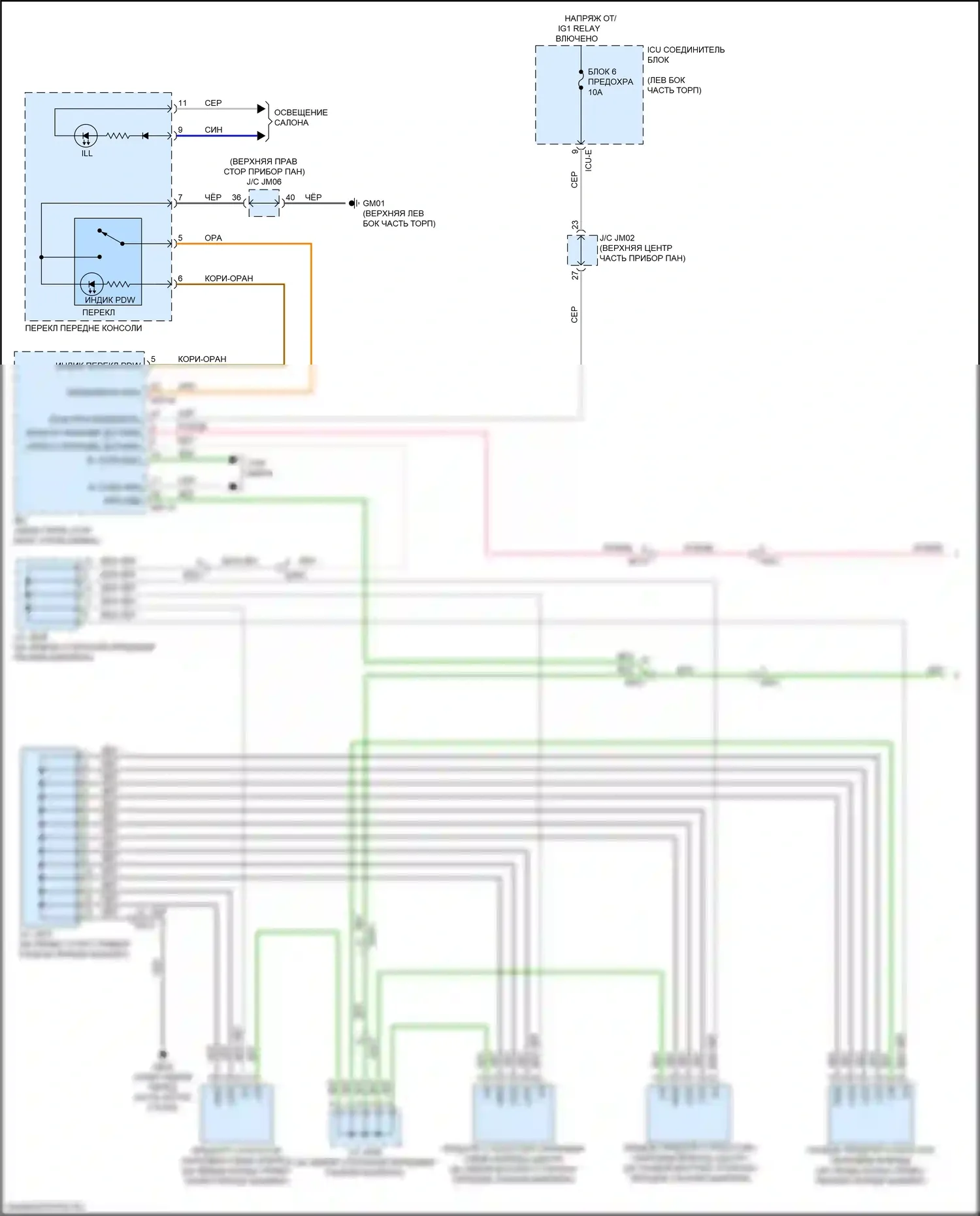 K900 Kia II (2018-2022): Электросхема парктроника (1 из 2) 