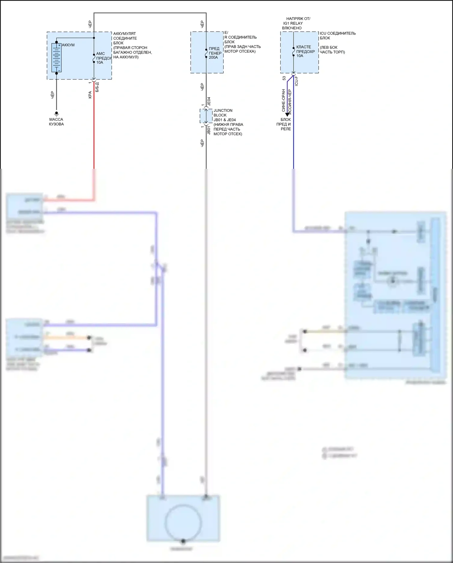 K900 Kia II (2018-2022): Электросхема стартера 