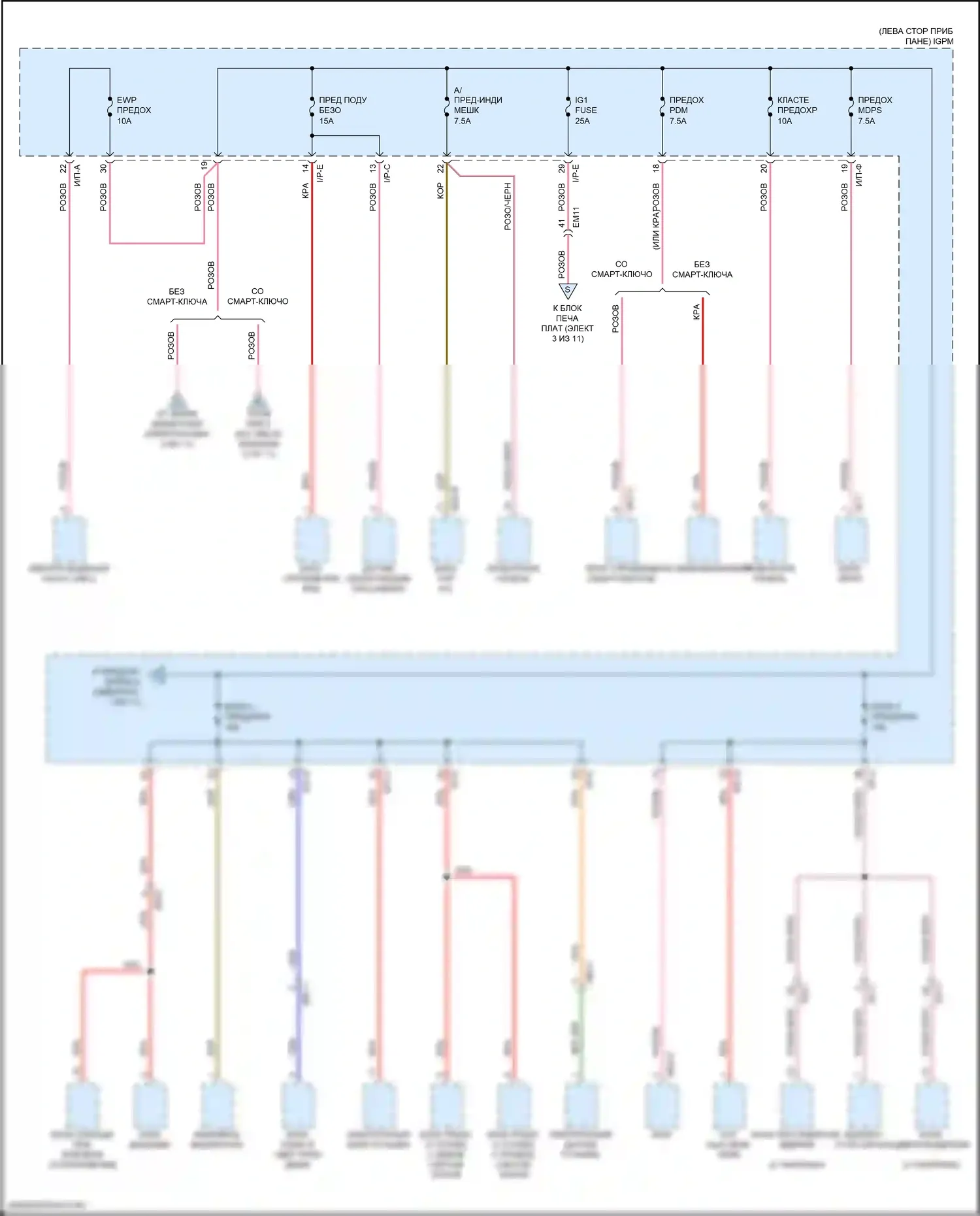 Niro Kia I рестайлинг (2019-2022): Электросхема блока предохранителей реле, гибридного (6 из 11) 