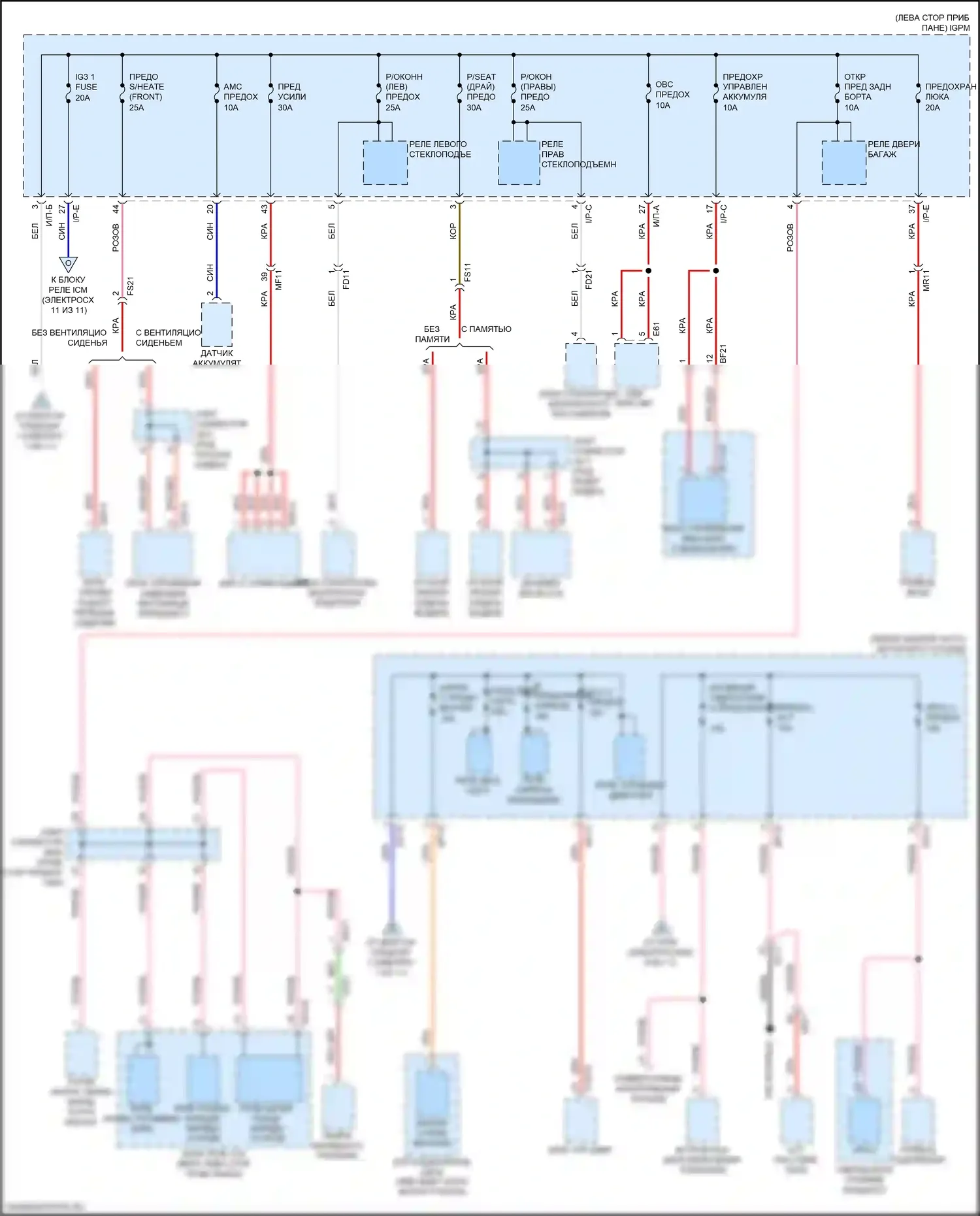 Niro Kia I рестайлинг (2019-2022): Электросхема блока предохранителей реле, подключаемый гибрид (3 из 11) 