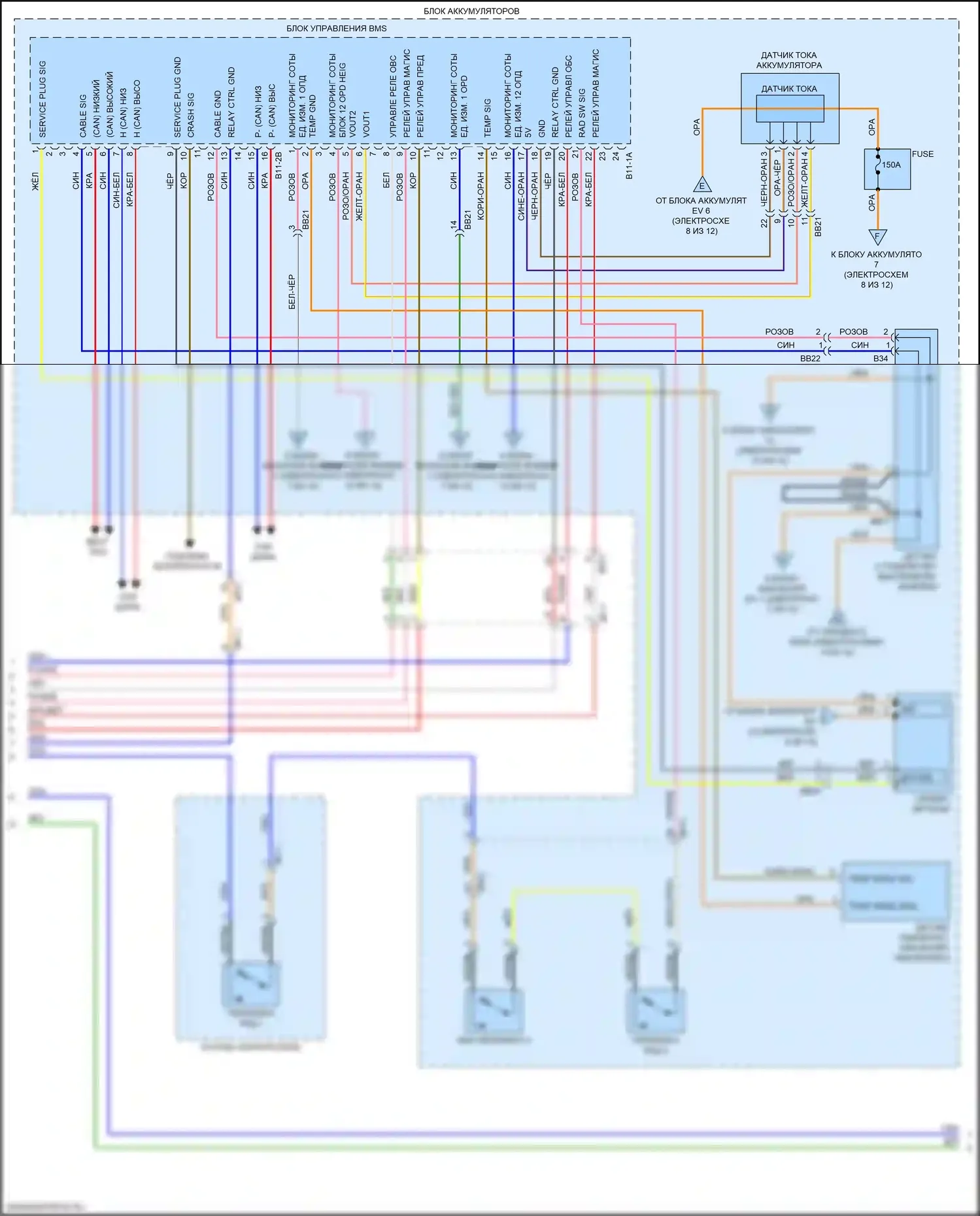 Niro Kia I рестайлинг (2019-2022): Электросхема двигателя 1.6l подключаемый гибрид, электросхема гибридного управления (5 из 12) 