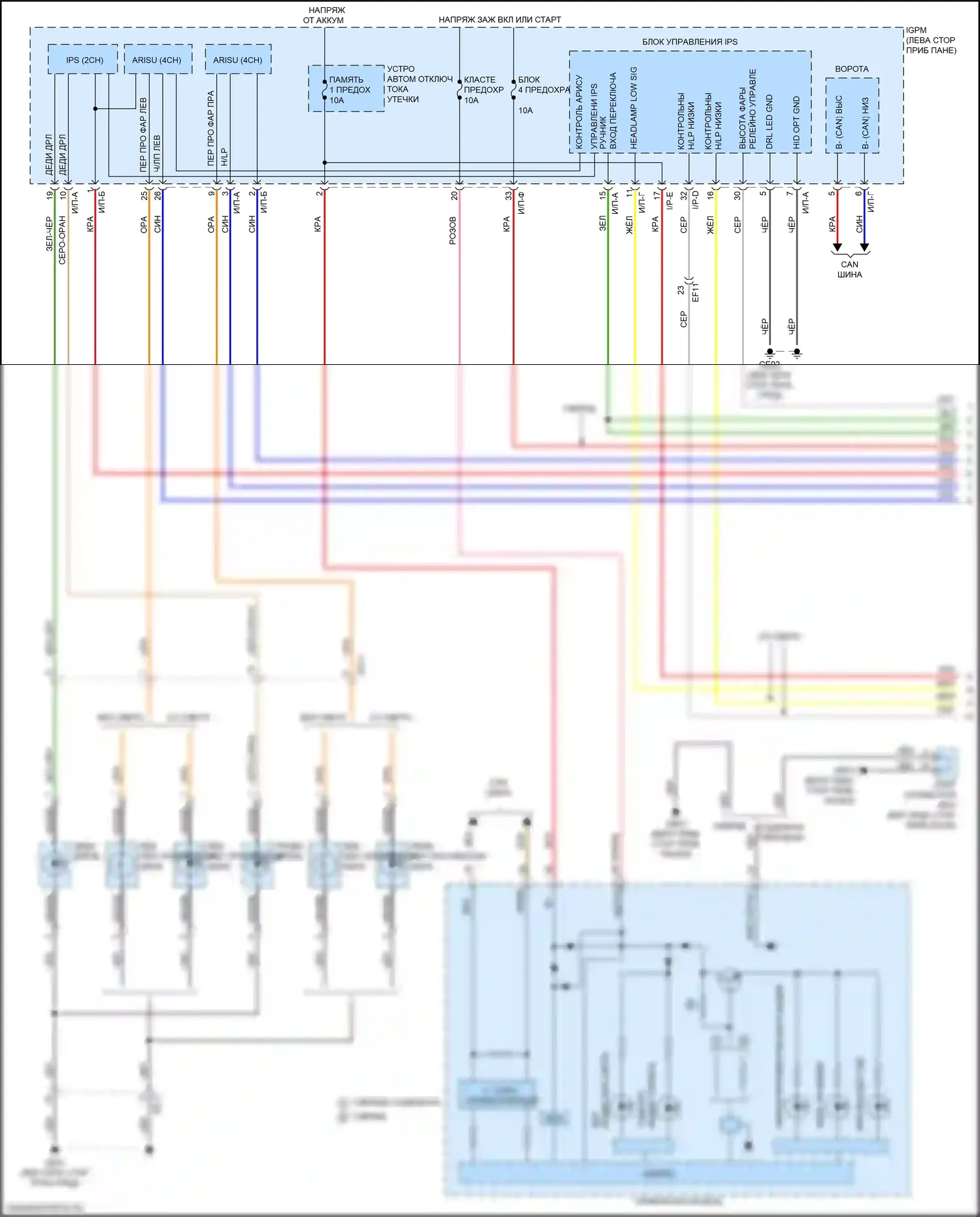 Niro Kia I рестайлинг (2019-2022): Электросхема фар (1 из 3) 