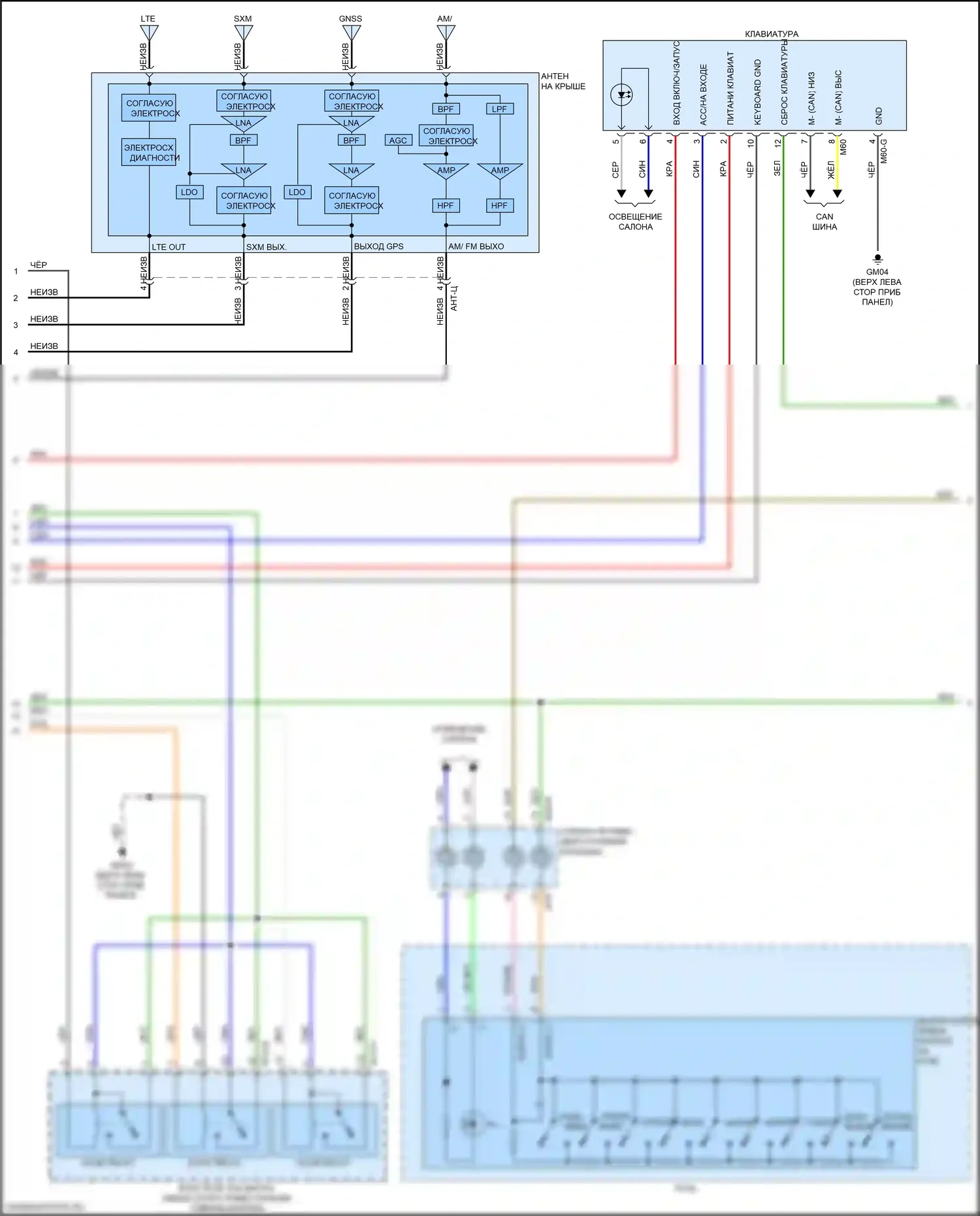 Niro Kia I рестайлинг (2019-2022): Электросхема радиопровода, с навигацией, без усилителя (2 из 3) 