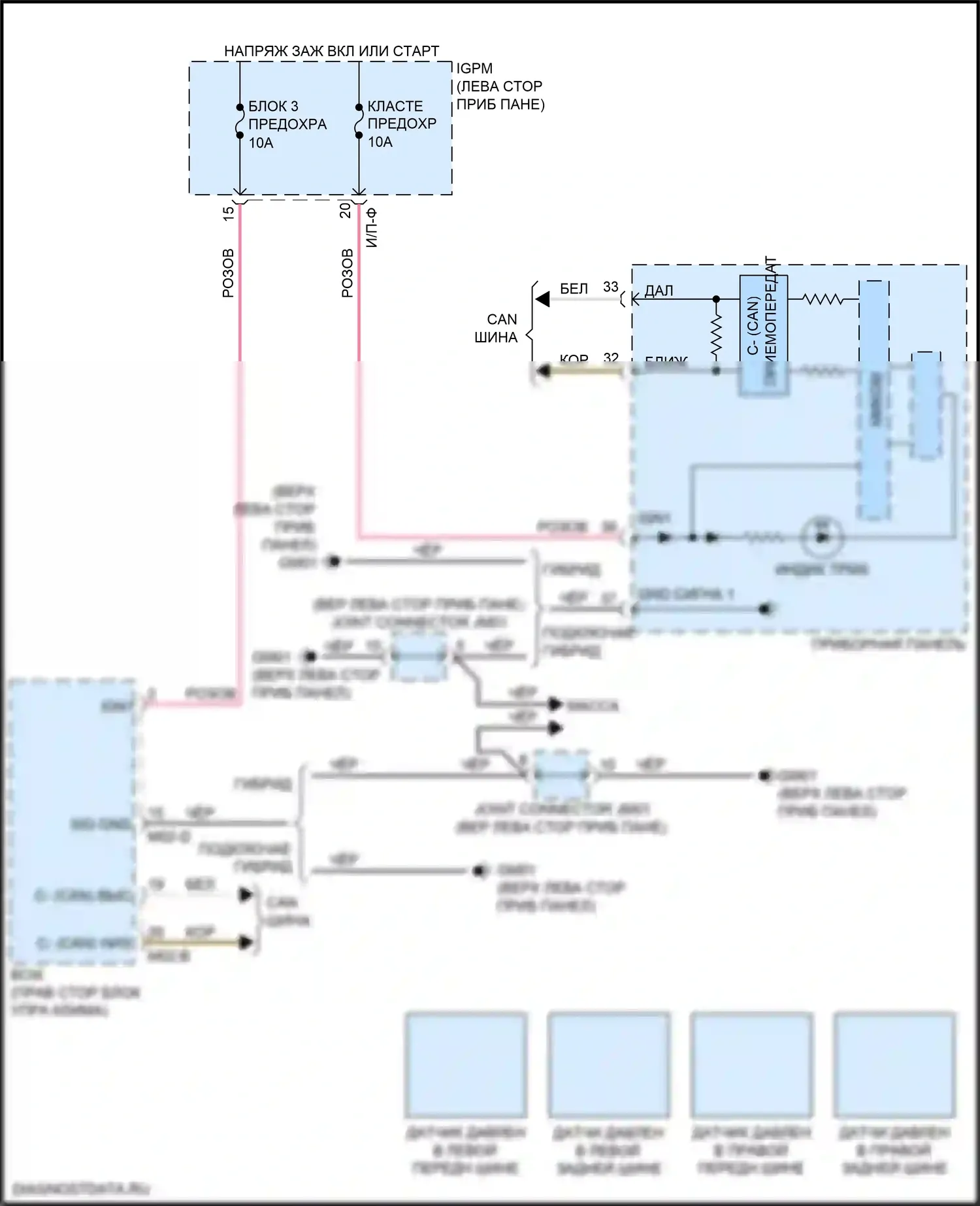 Niro Kia I рестайлинг (2019-2022): Электросхема контроля давления в шинах 