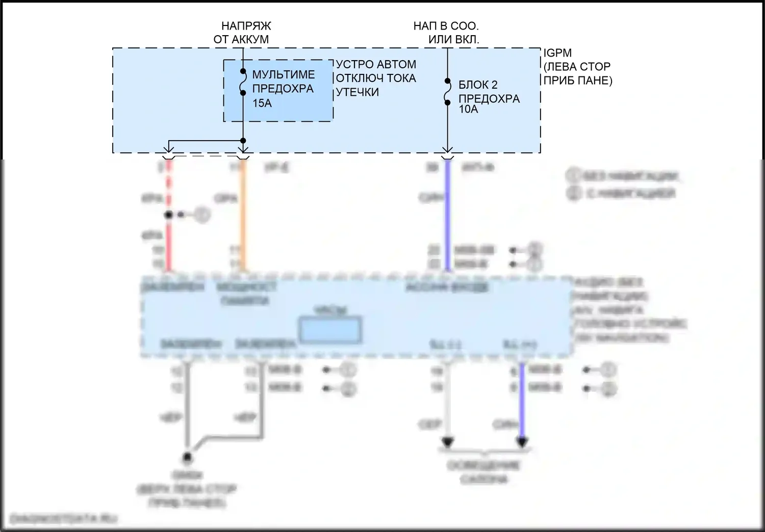 Niro Kia I рестайлинг (2019-2022): Электросхема часов, гибридная 
