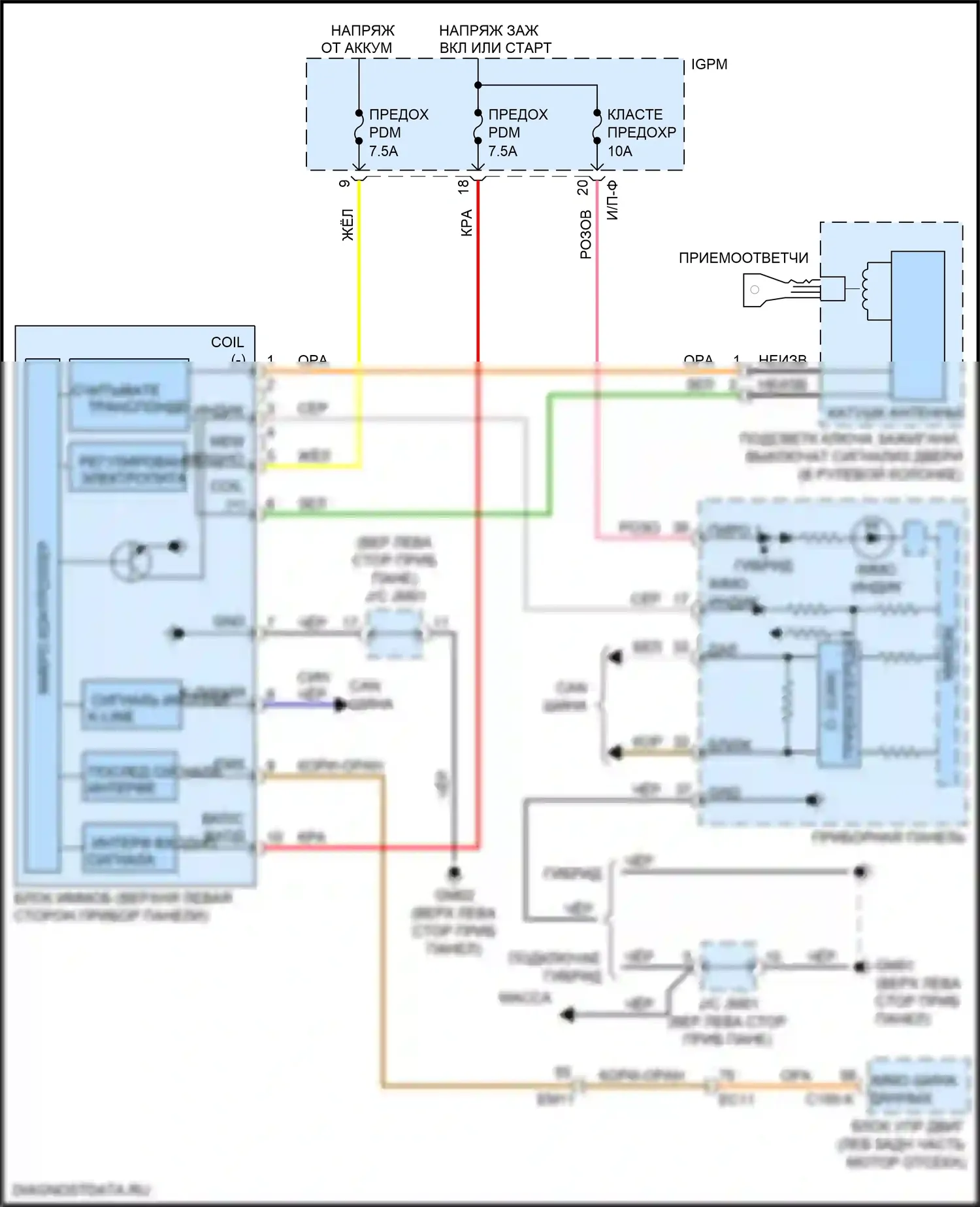 Niro Kia I рестайлинг (2019-2022): Электросхема иммобилайзера, без смарт-ключа 