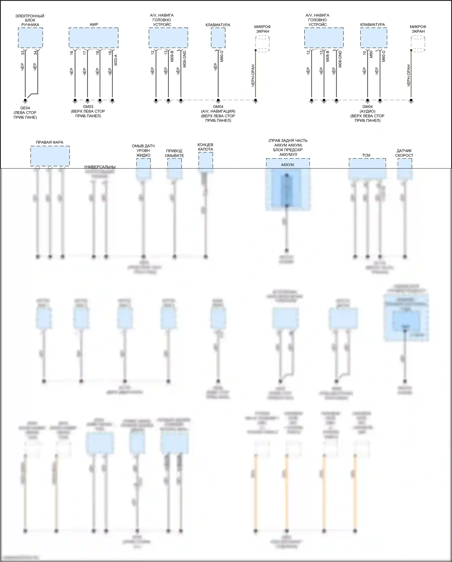 Niro Kia I рестайлинг (2019-2022): Электросхема разводки массы, подключаемый гибрид (1 из 7) 
