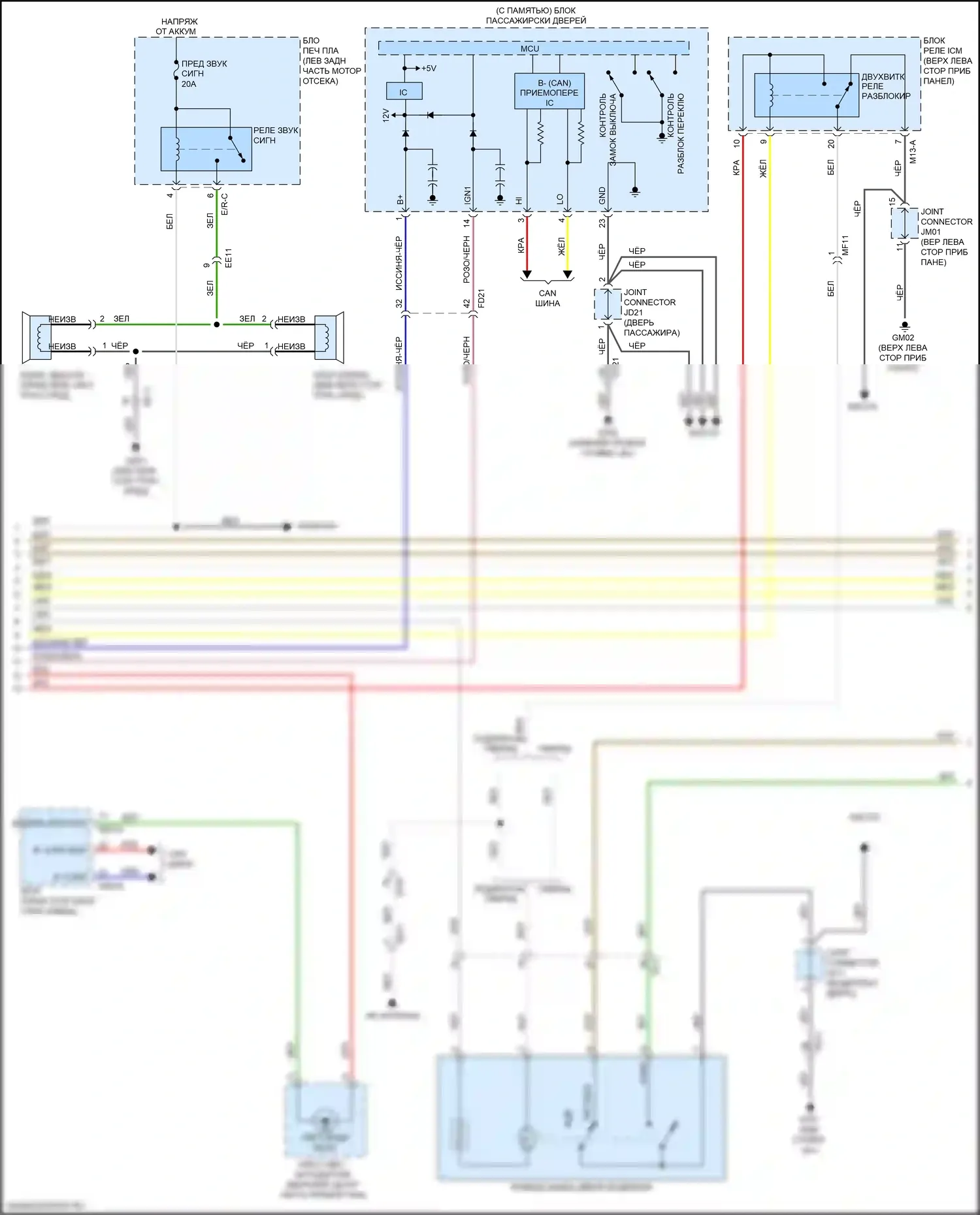 Niro Kia I рестайлинг (2019-2022): Электросхема центрального замка (2 из 3) 