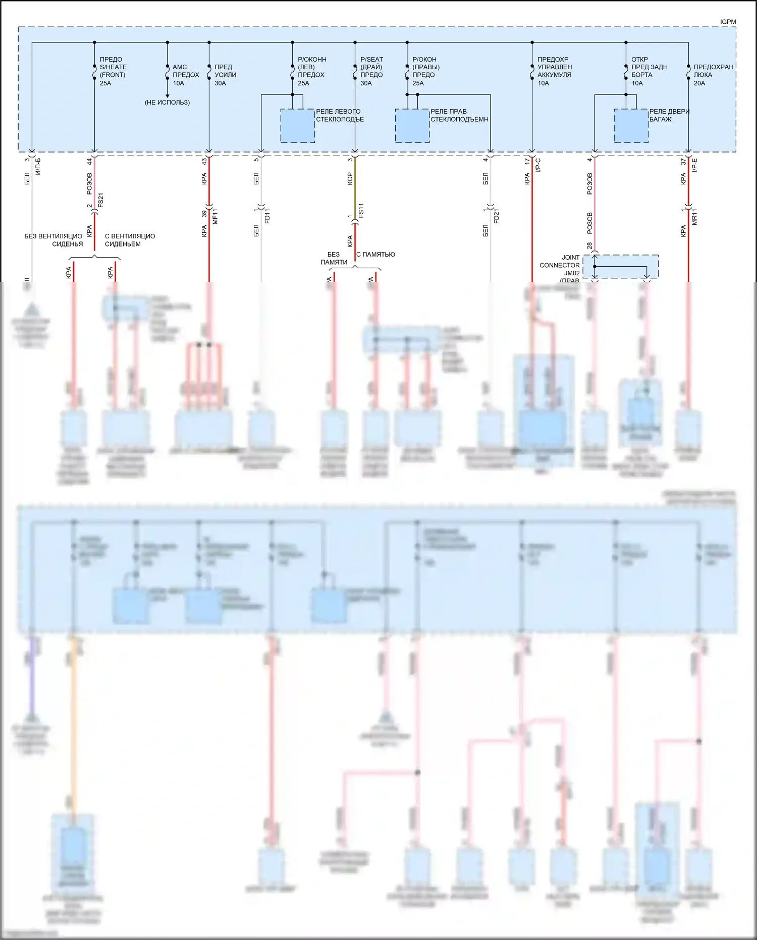 Niro Kia I (2016-2019): Электросхема блока предохранителей реле (3 из 11) 