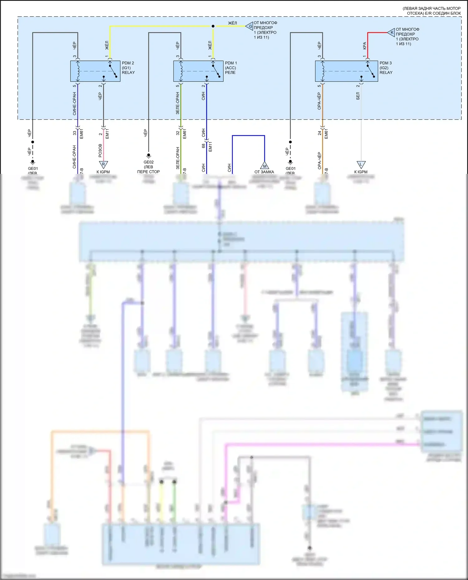 Niro Kia I (2016-2019): Электросхема блока предохранителей реле (5 из 11) 