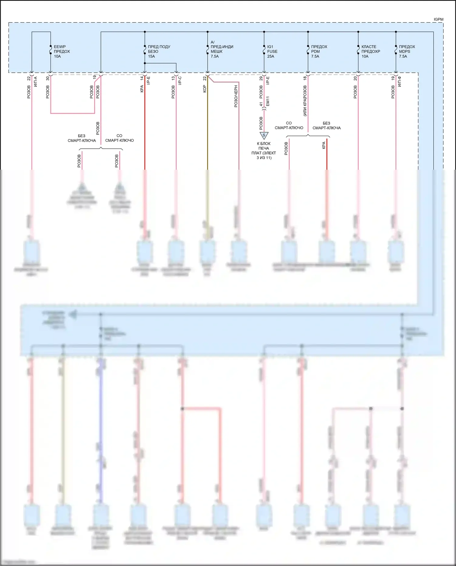 Niro Kia I (2016-2019): Электросхема блока предохранителей реле (6 из 11) 