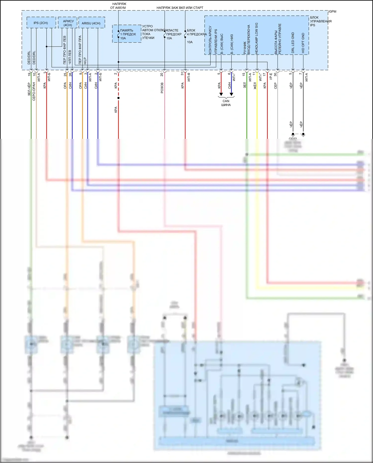 Niro Kia I (2016-2019): Электросхема фар (1 из 3) 
