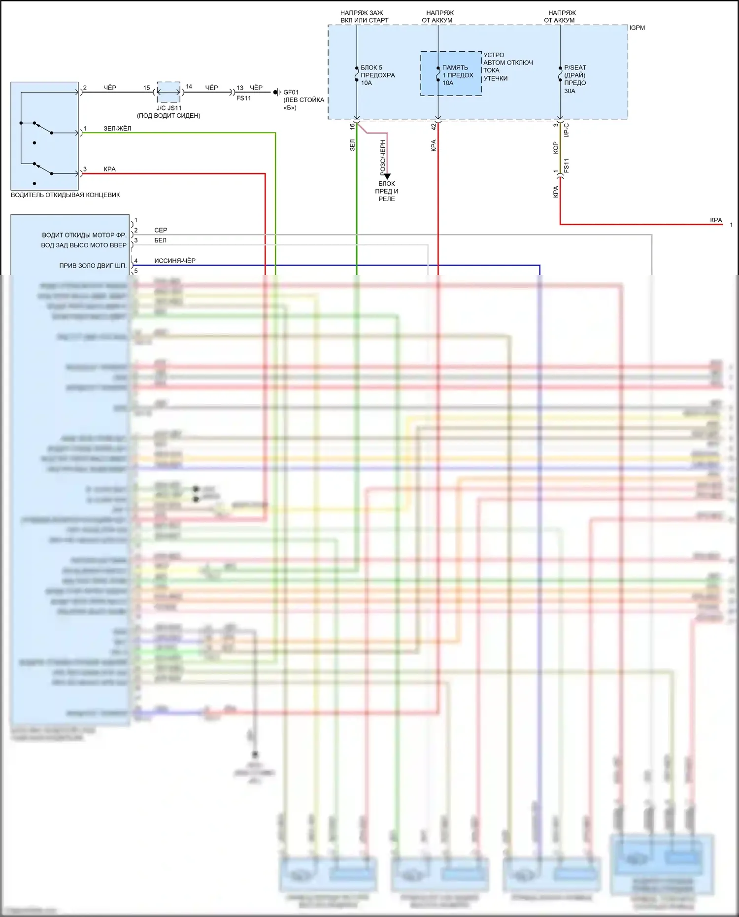 Niro Kia I (2016-2019): Электросхема сиденья памяти (1 из 2) 