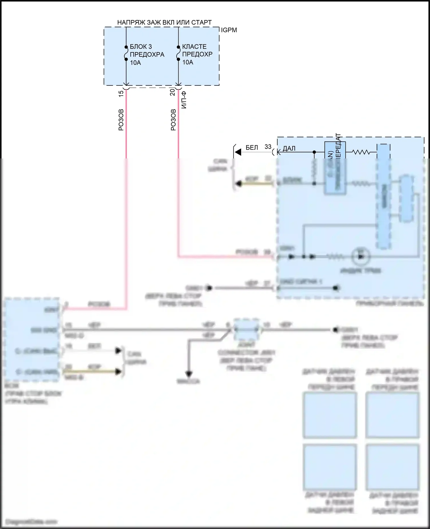 Niro Kia I (2016-2019): Электросхема контроля давления в шинах 
