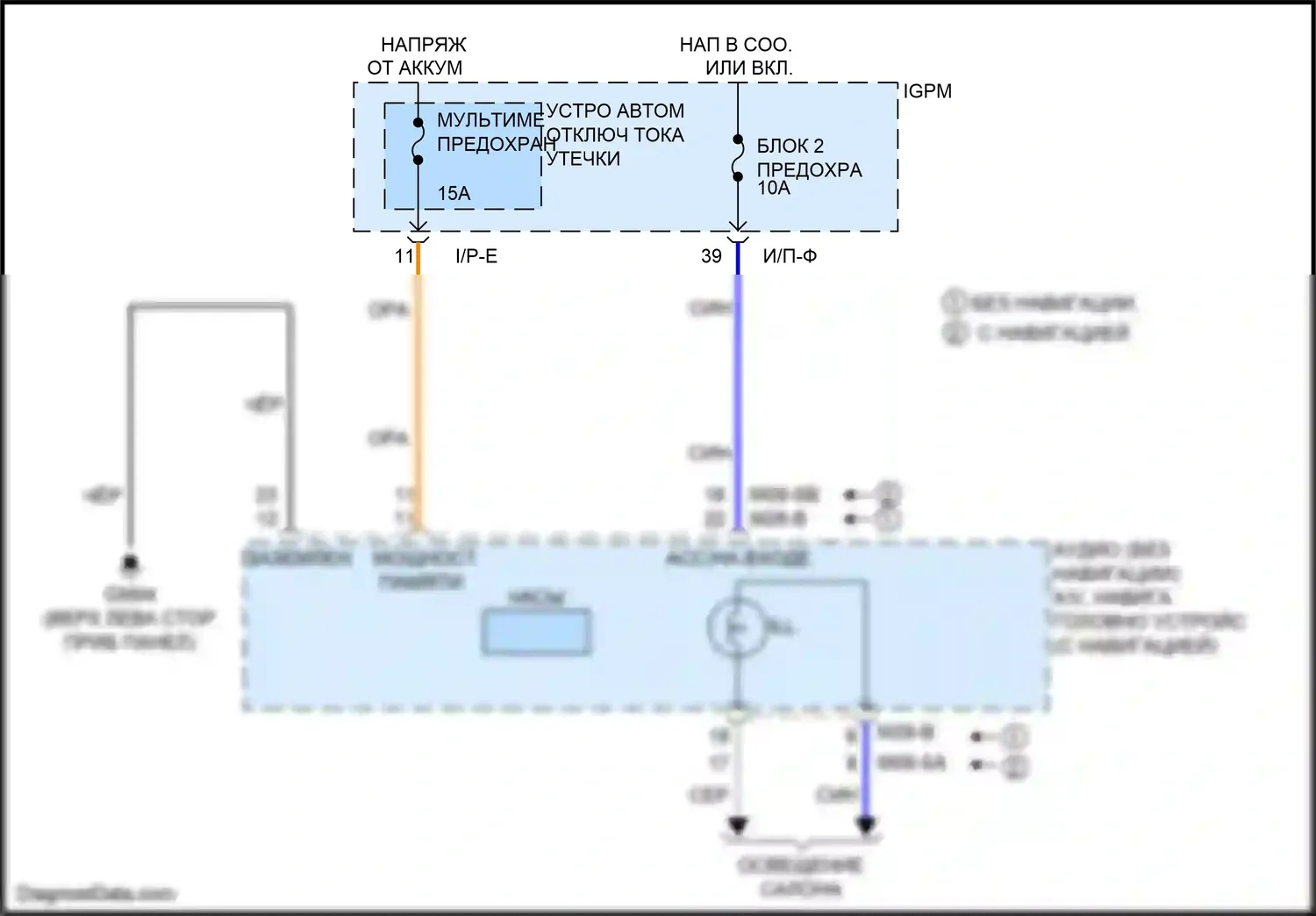 Niro Kia I (2016-2019): Электросхема часов 