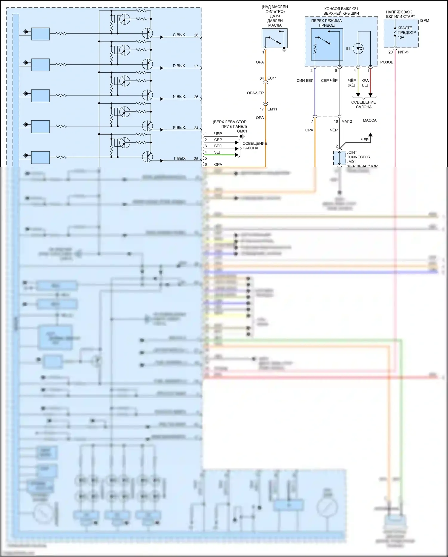 Niro Kia I (2016-2019): Электросхема приборной панели (1 из 3) 