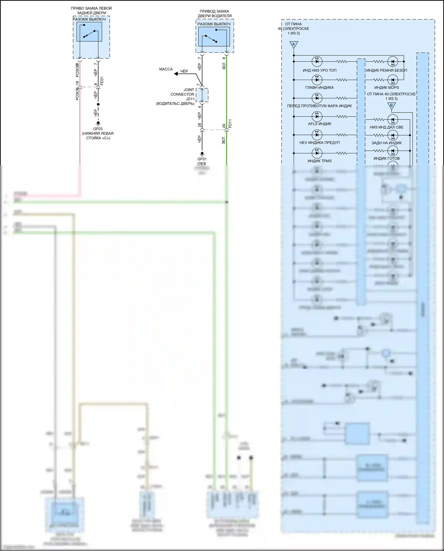 Niro Kia I (2016-2019): Электросхема приборной панели (3 из 3) 