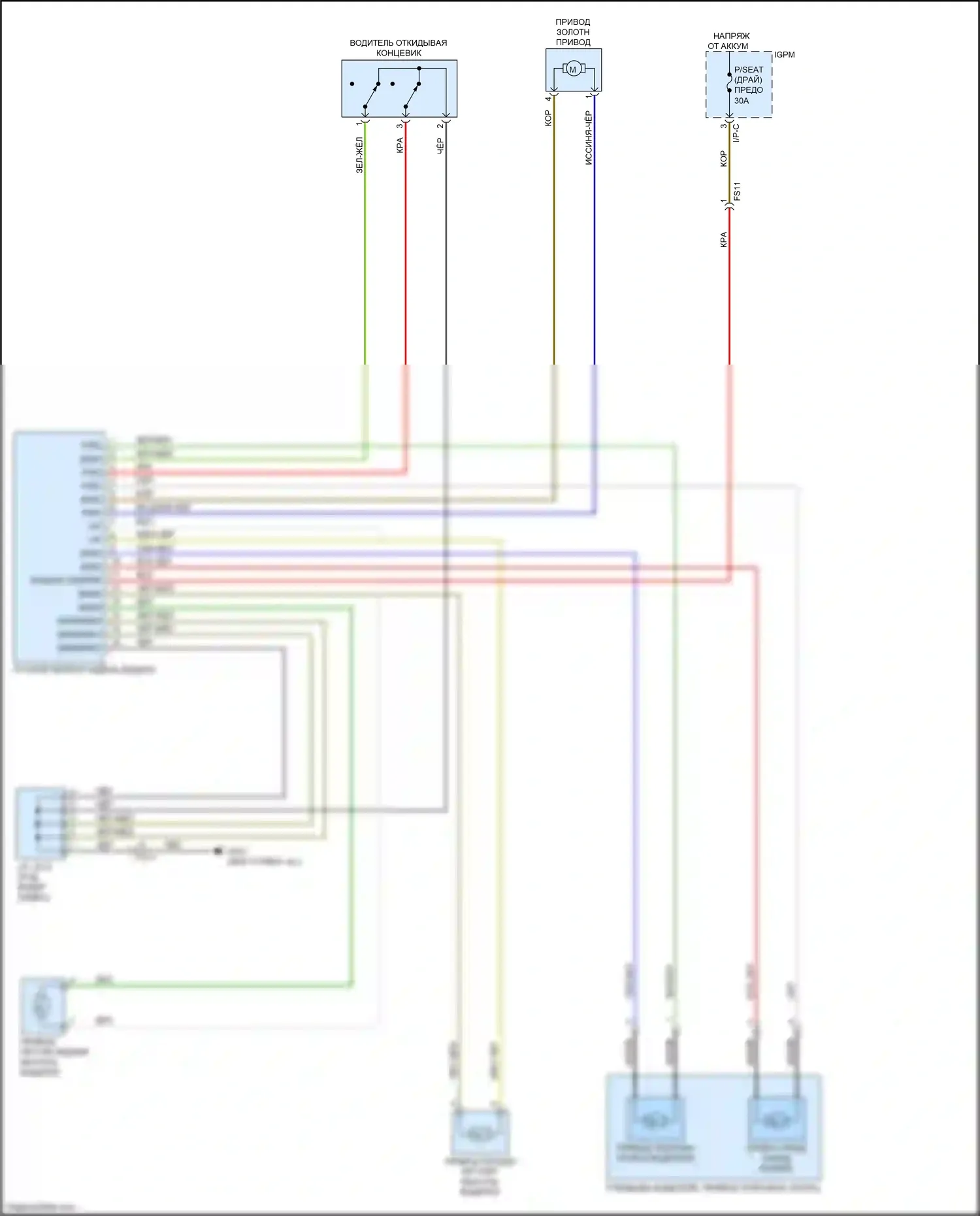 Niro Kia I (2016-2019): Электросхема силового сиденья 