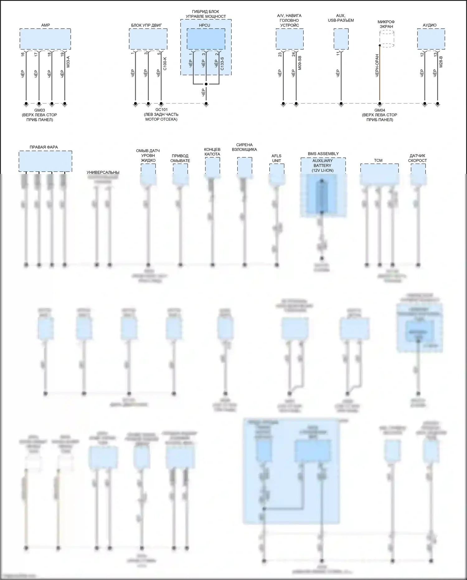 Niro Kia I (2016-2019): Электросхема разводки массы (1 из 7) 