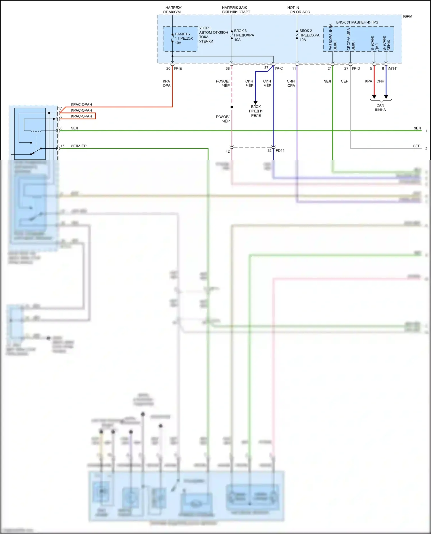 Niro Kia I (2016-2019): Электросхема зеркала питания (1 из 2) 
