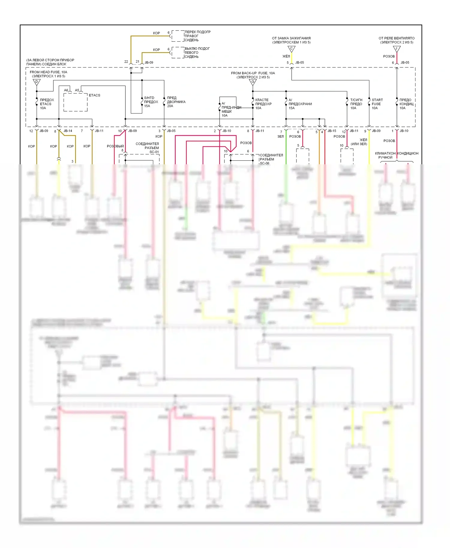 Optima Kia I рестайлинг (2002-2005): Электросхема блока предохранителей реле (5 из 5) 