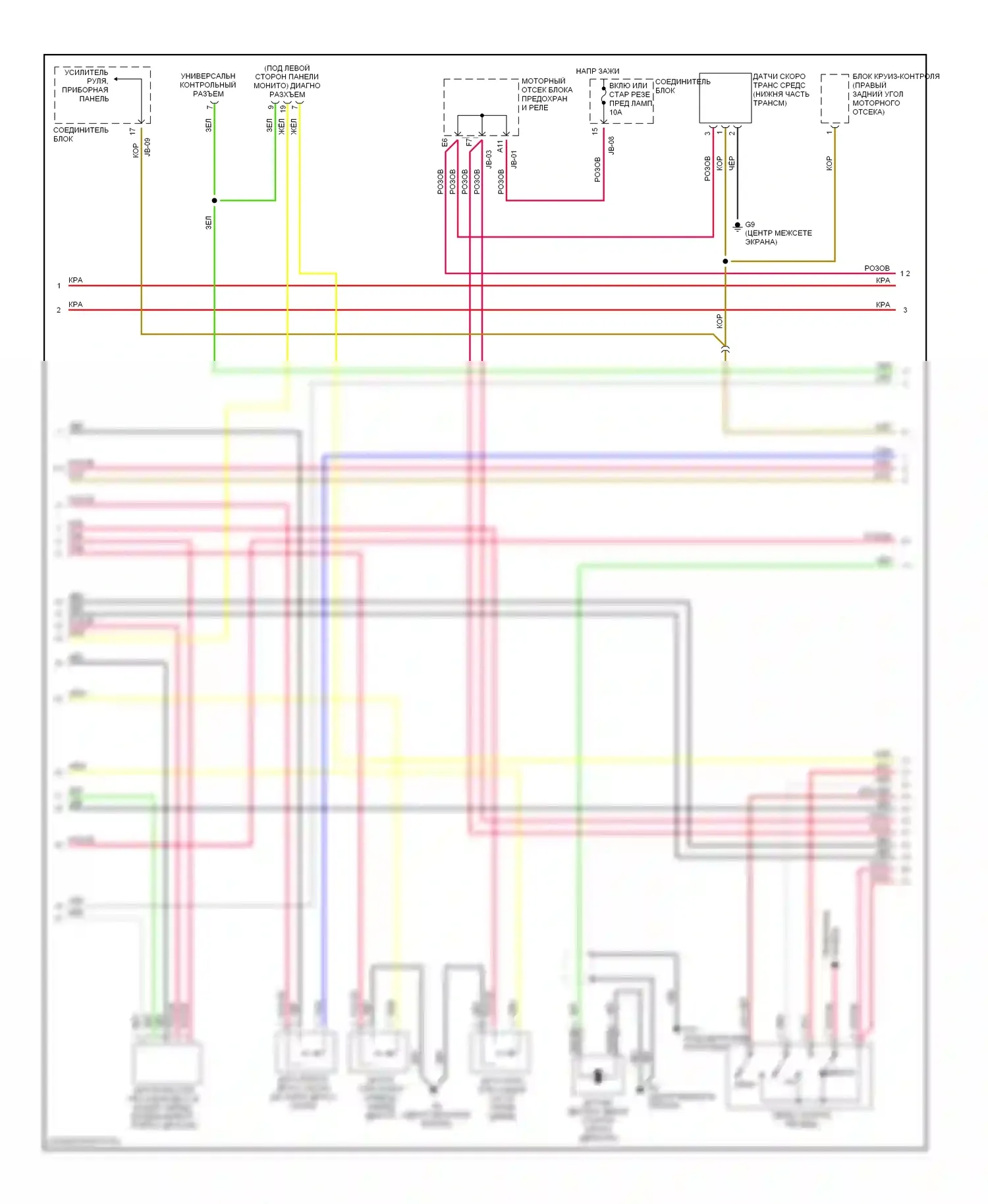 Optima Kia I рестайлинг (2002-2005): Электросхема двигателя 2.4л, автомат коробки передач (3 из 4) 