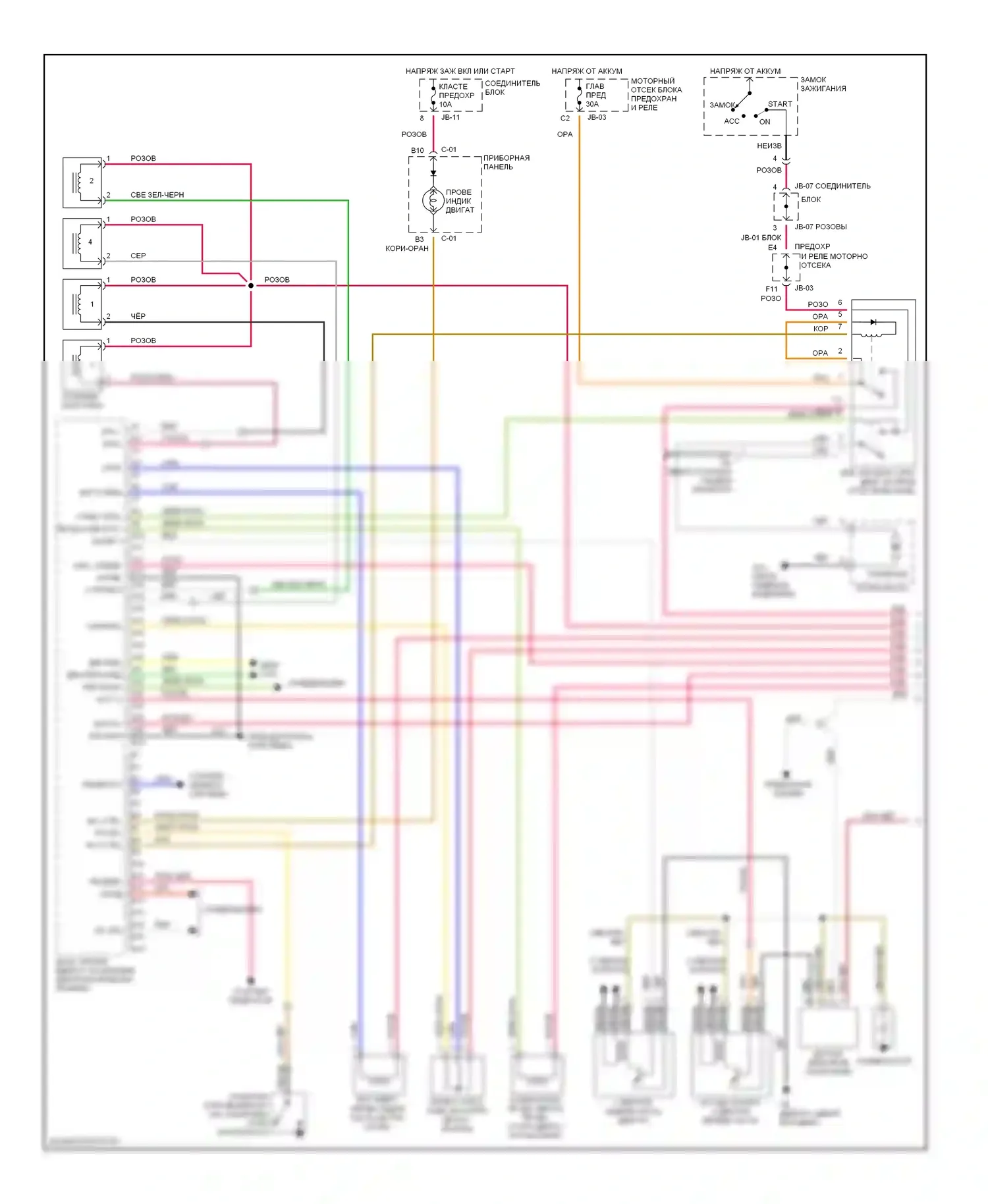 Optima Kia I рестайлинг (2002-2005): Электросхема двигателя 2.4l, ручной коробки передач (1 из 3) 