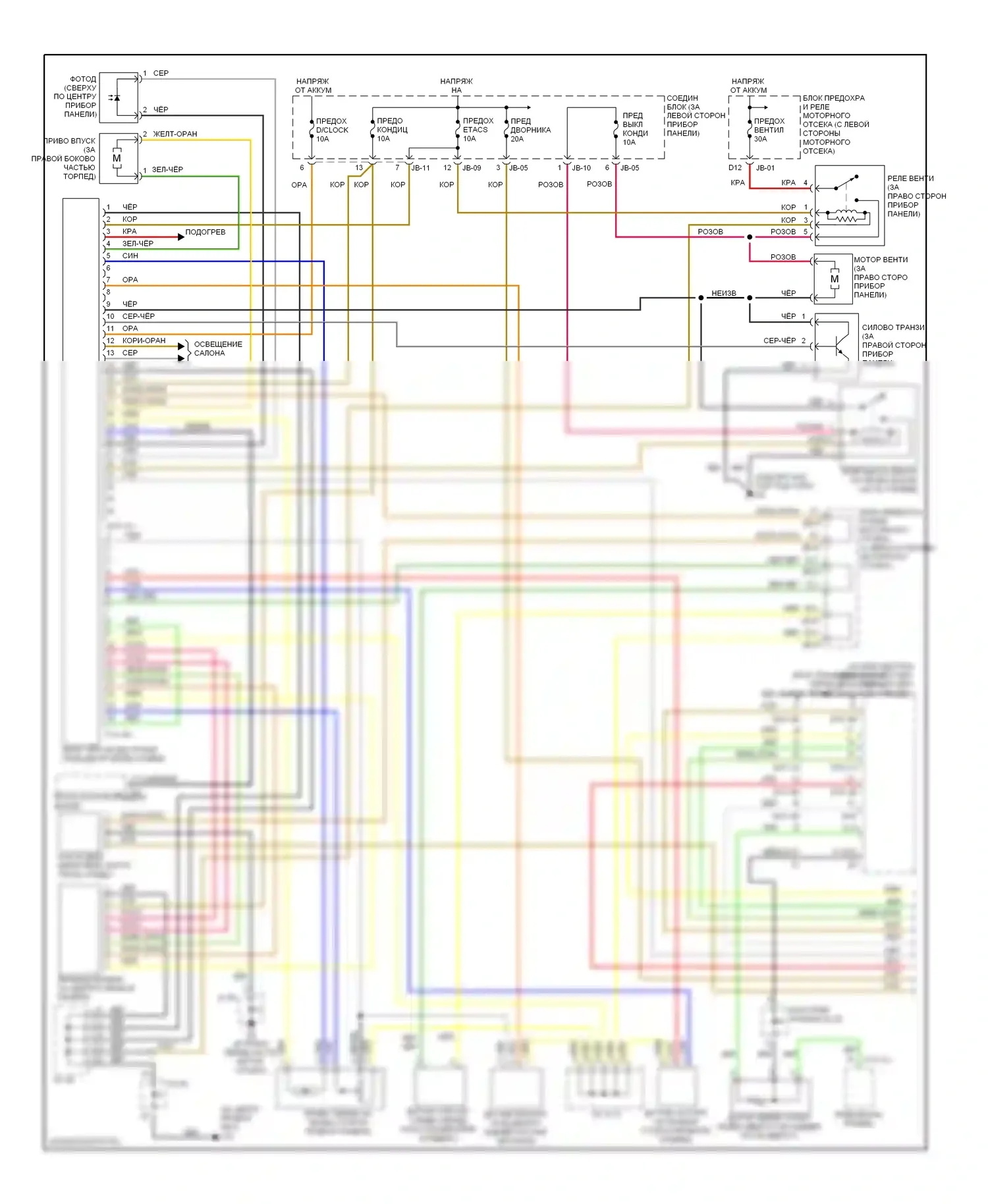 Optima Kia I рестайлинг (2002-2005): 2.4л, электросхема климат контроля (1 из 2) 