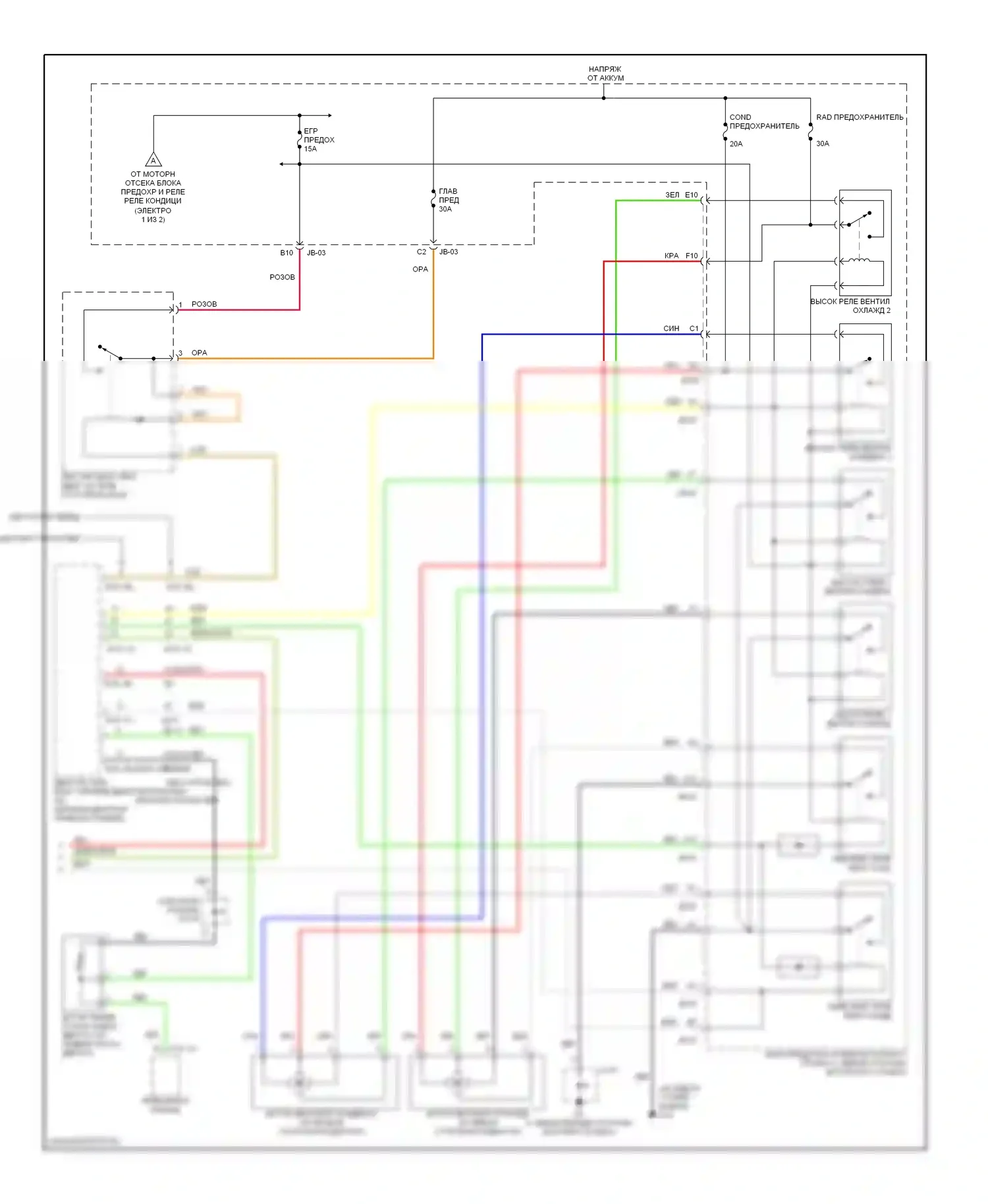 Optima Kia I рестайлинг (2002-2005): 2.4л, электросхема ручного кондиционера (2 из 2) 