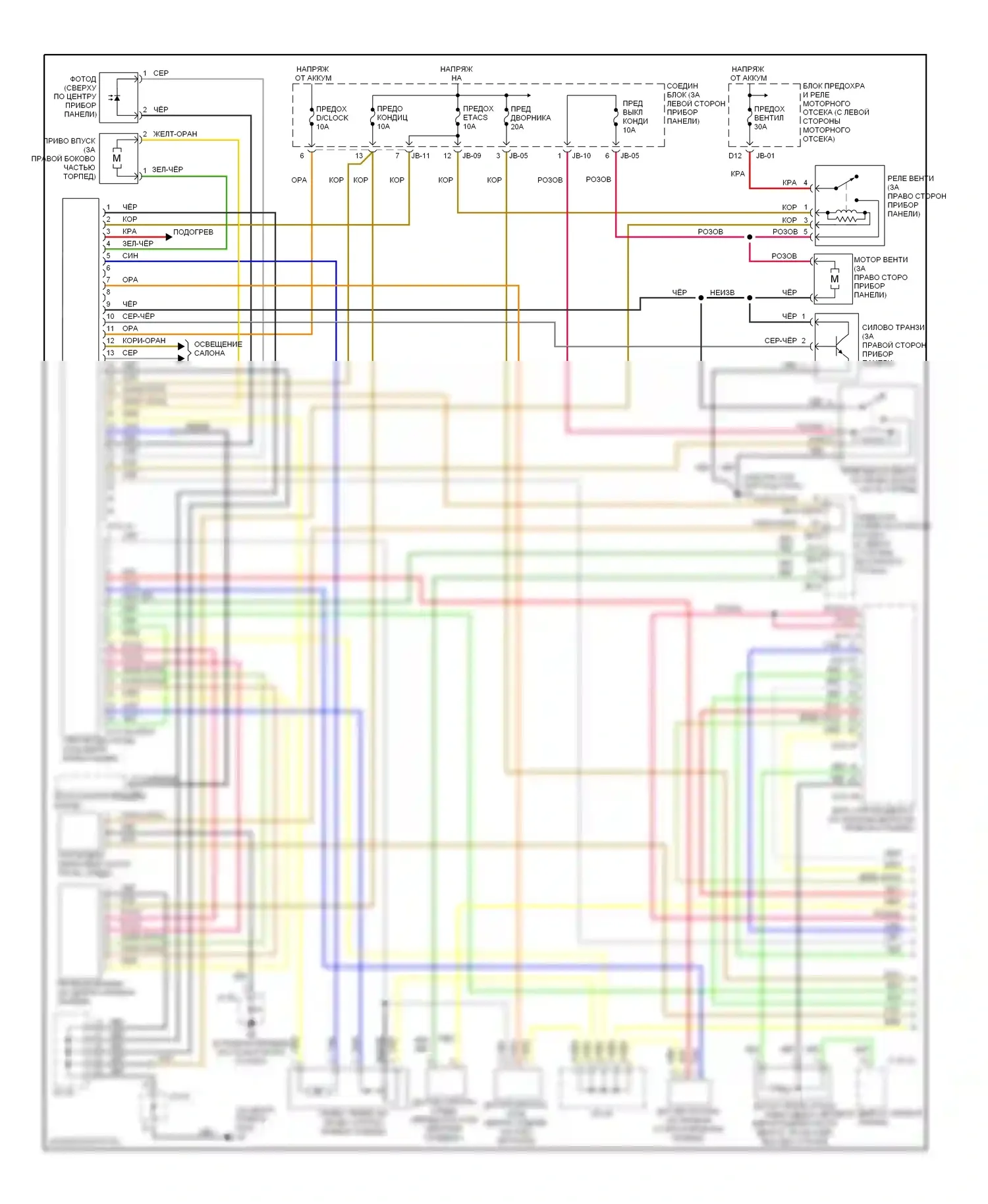 Optima Kia I рестайлинг (2002-2005): 2.7л, электросхема климат контроля (1 из 2) 
