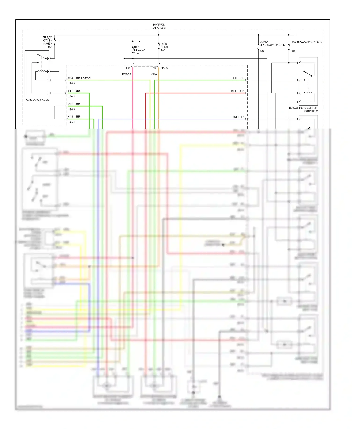 Optima Kia I рестайлинг (2002-2005): 2.7л, электросхема климат контроля (2 из 2) 